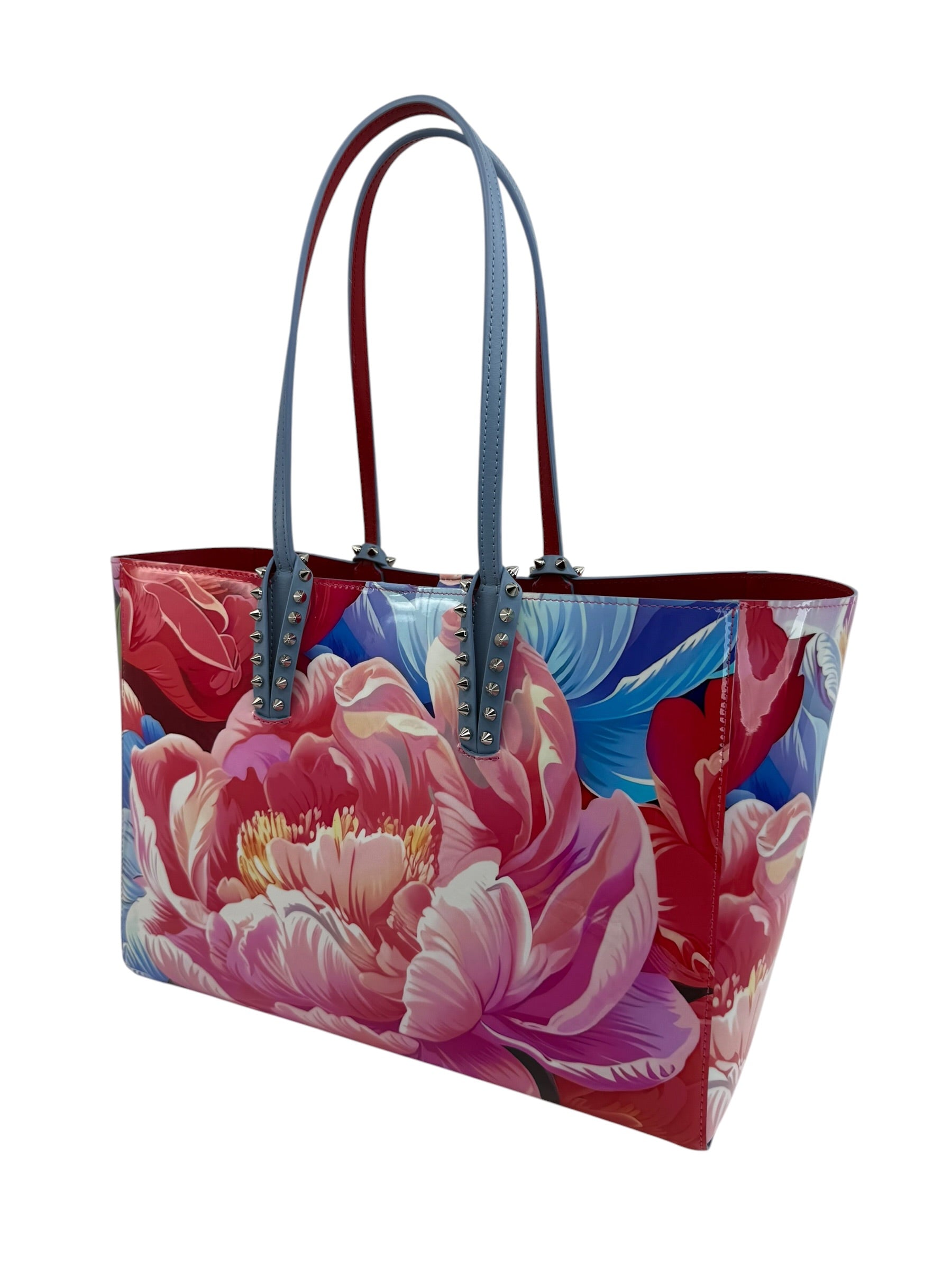 Christian Louboutin Cabata Small Patent Peonies Tote w/Pouch
