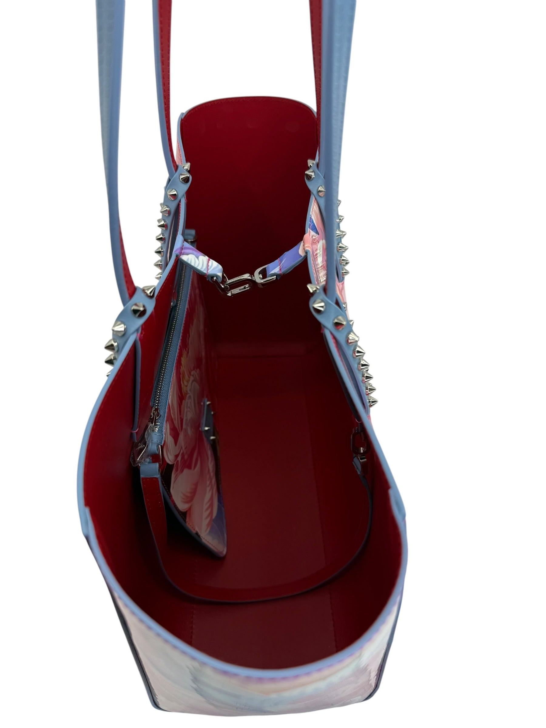 Christian Louboutin Cabata Small Patent Peonies Tote w/Pouch