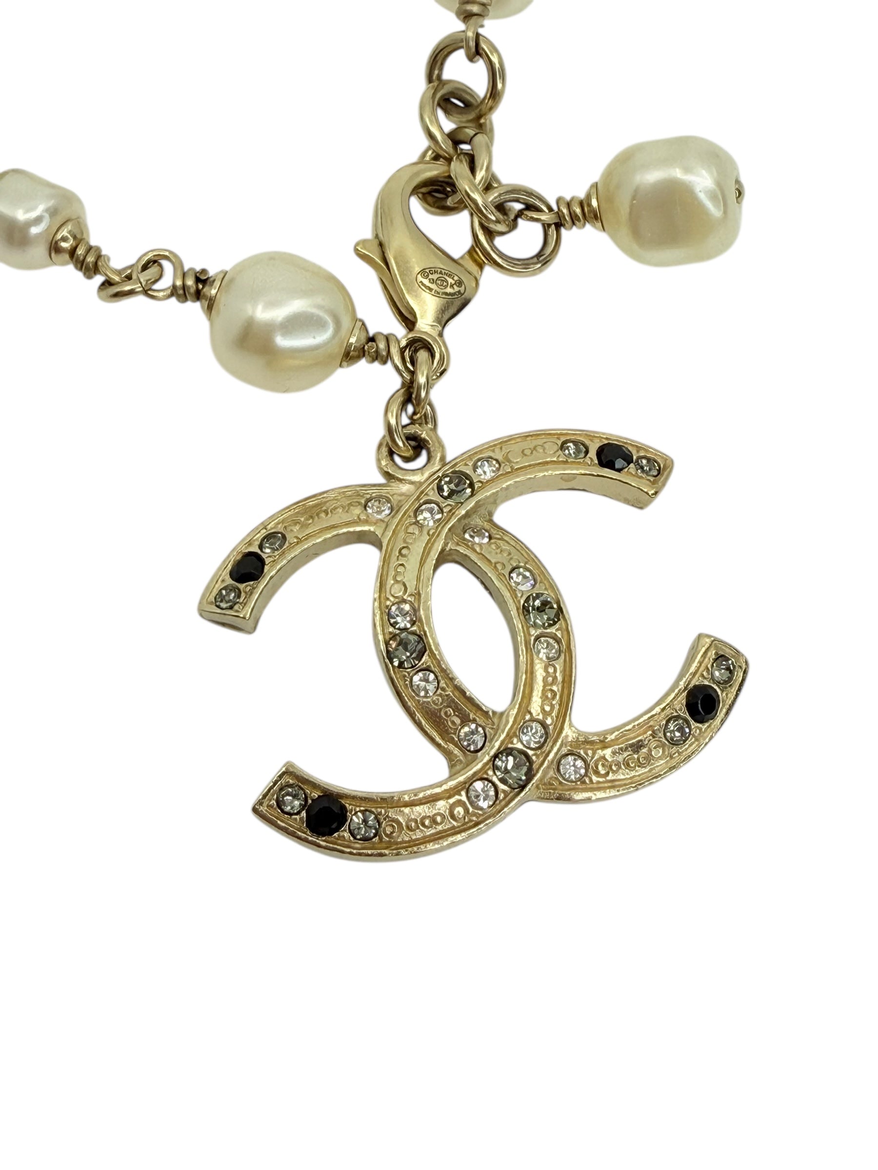 Chanel Faux Pearl CC Charm Bracelet