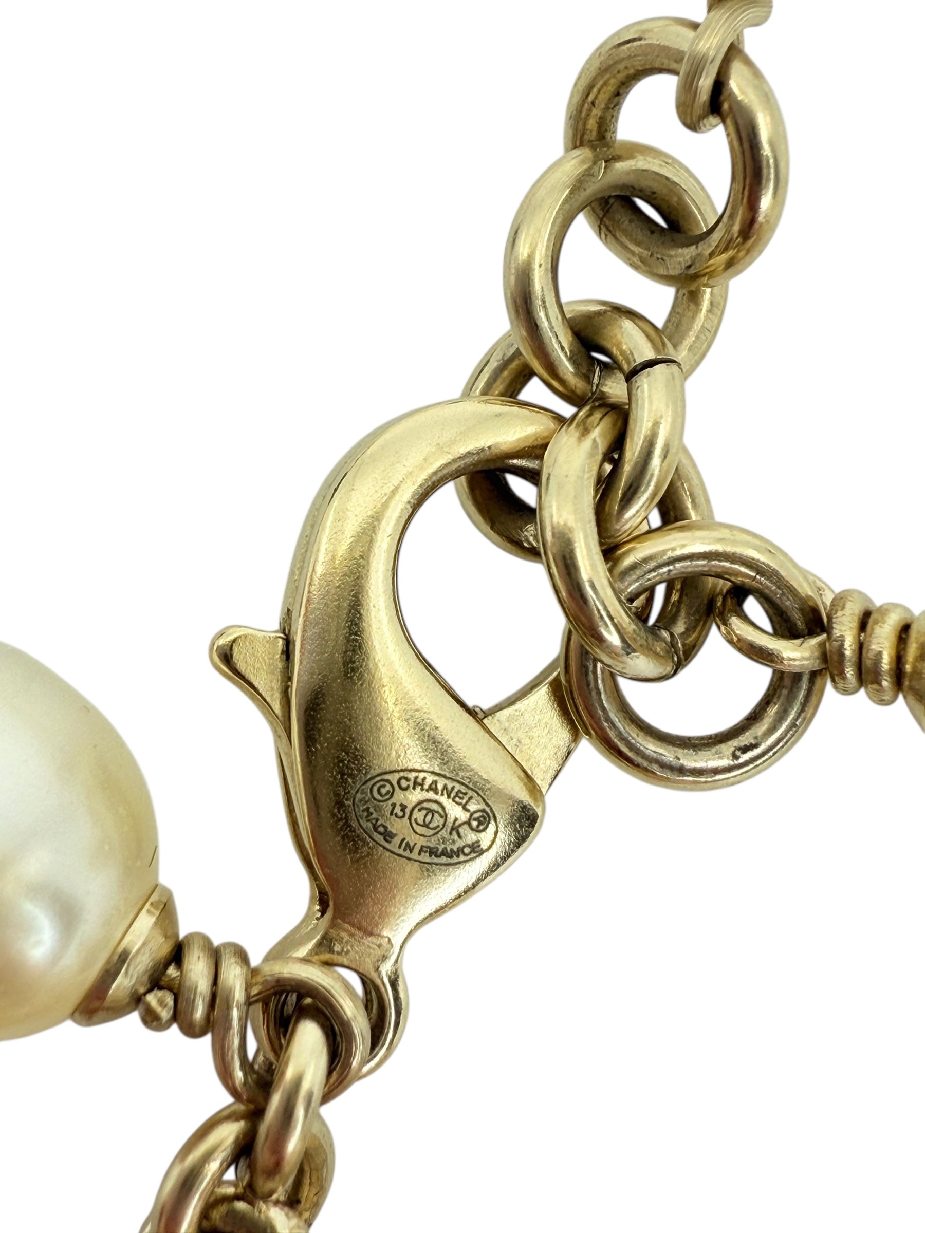 Chanel Faux Pearl CC Charm Bracelet