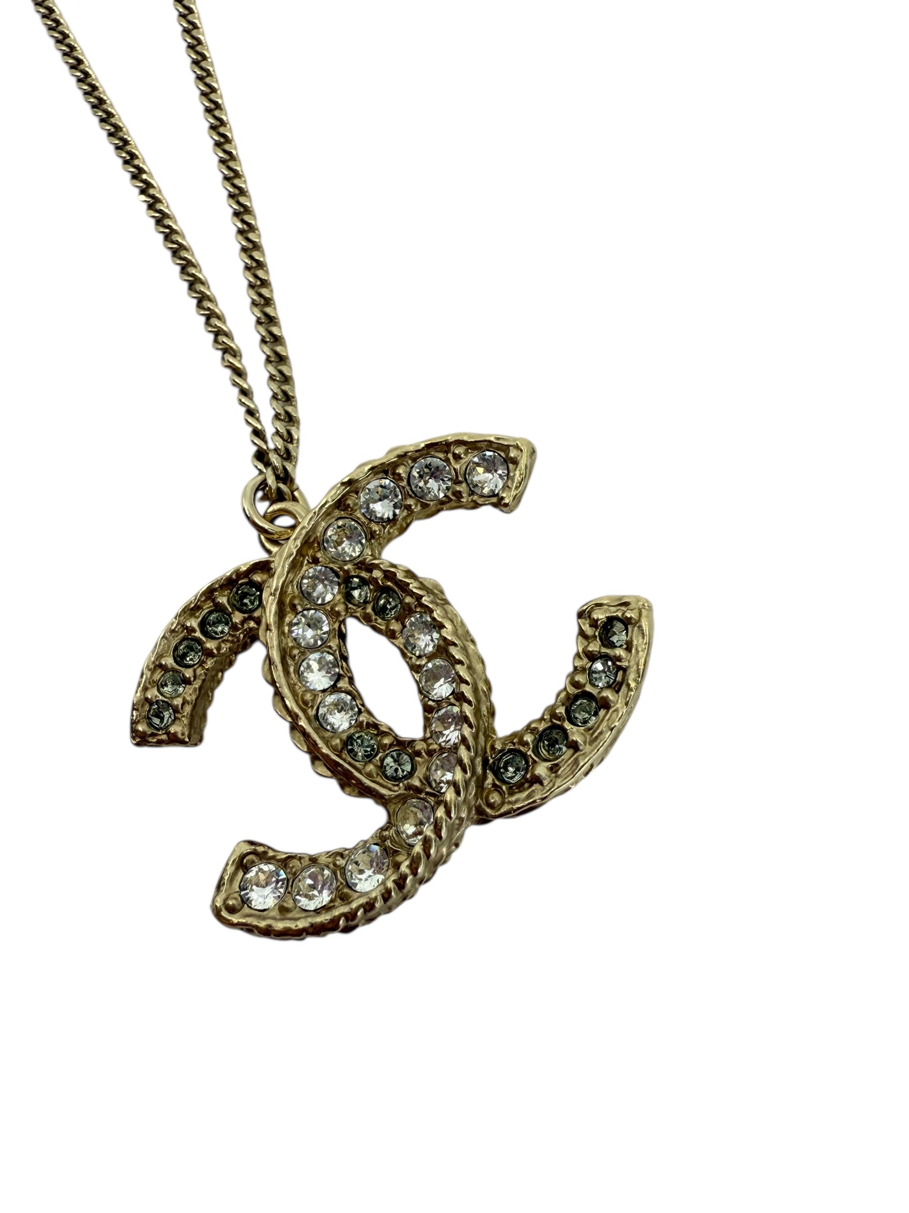 Chanel CC Crystal Pendant Necklace