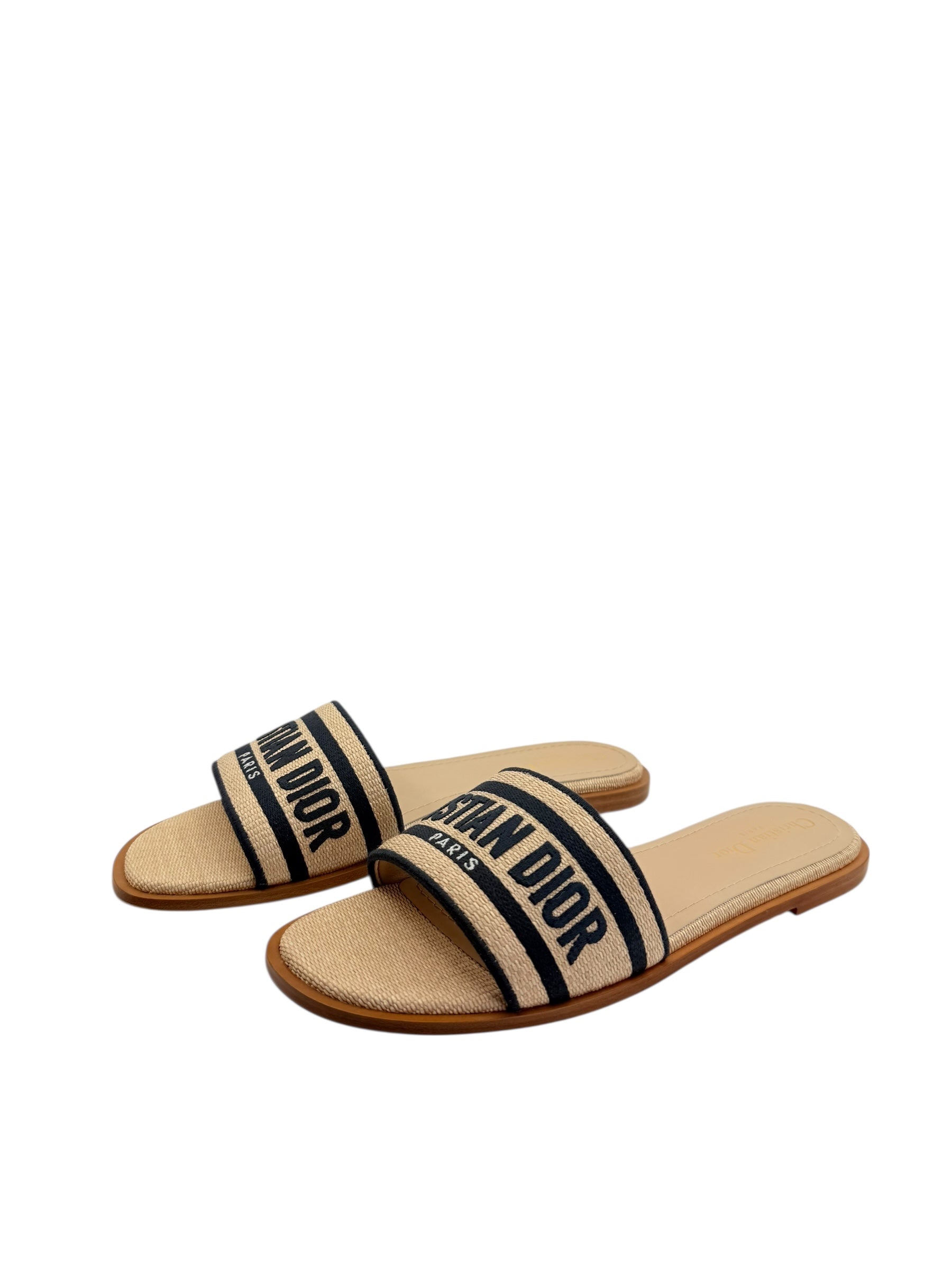 Dior Embroidered Dway Slides (40/10)