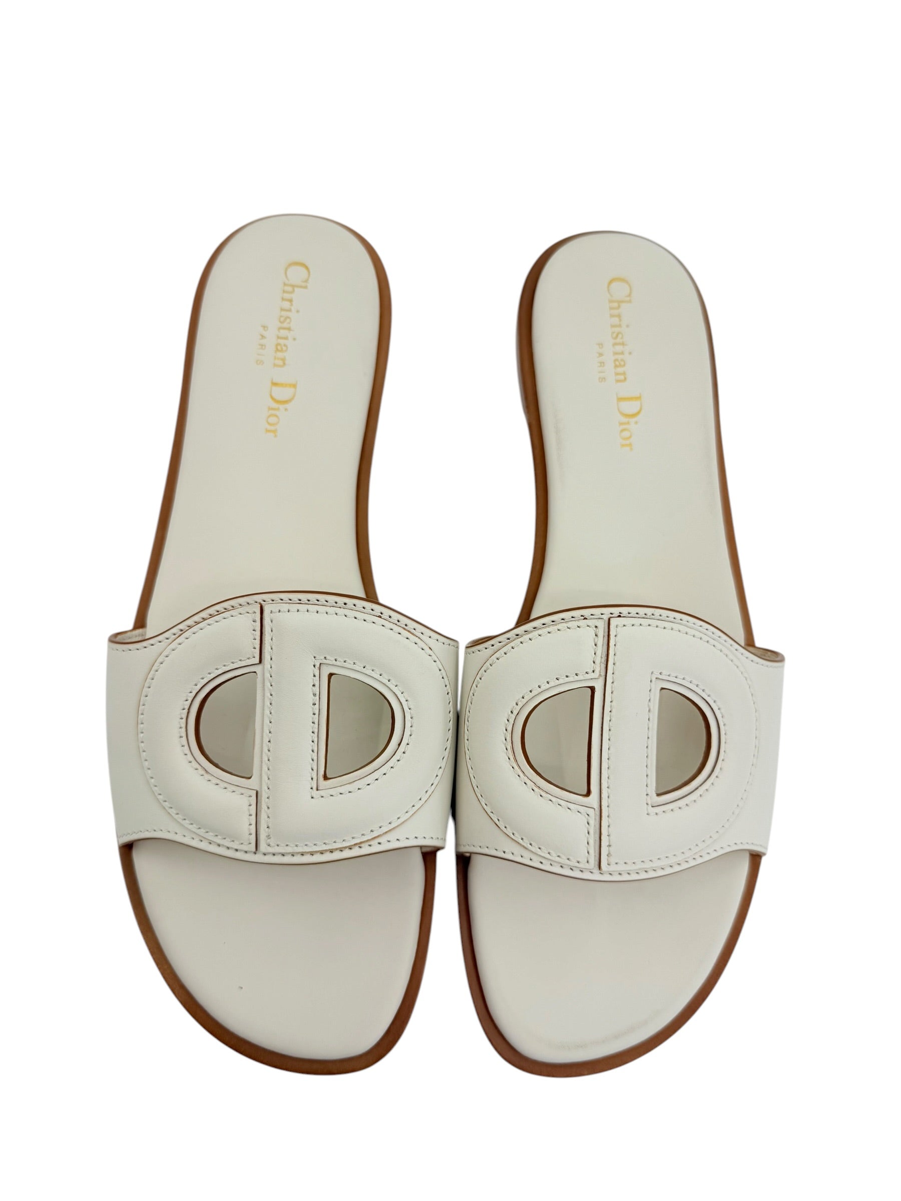 Dior Leather Logo Slides (40/10)