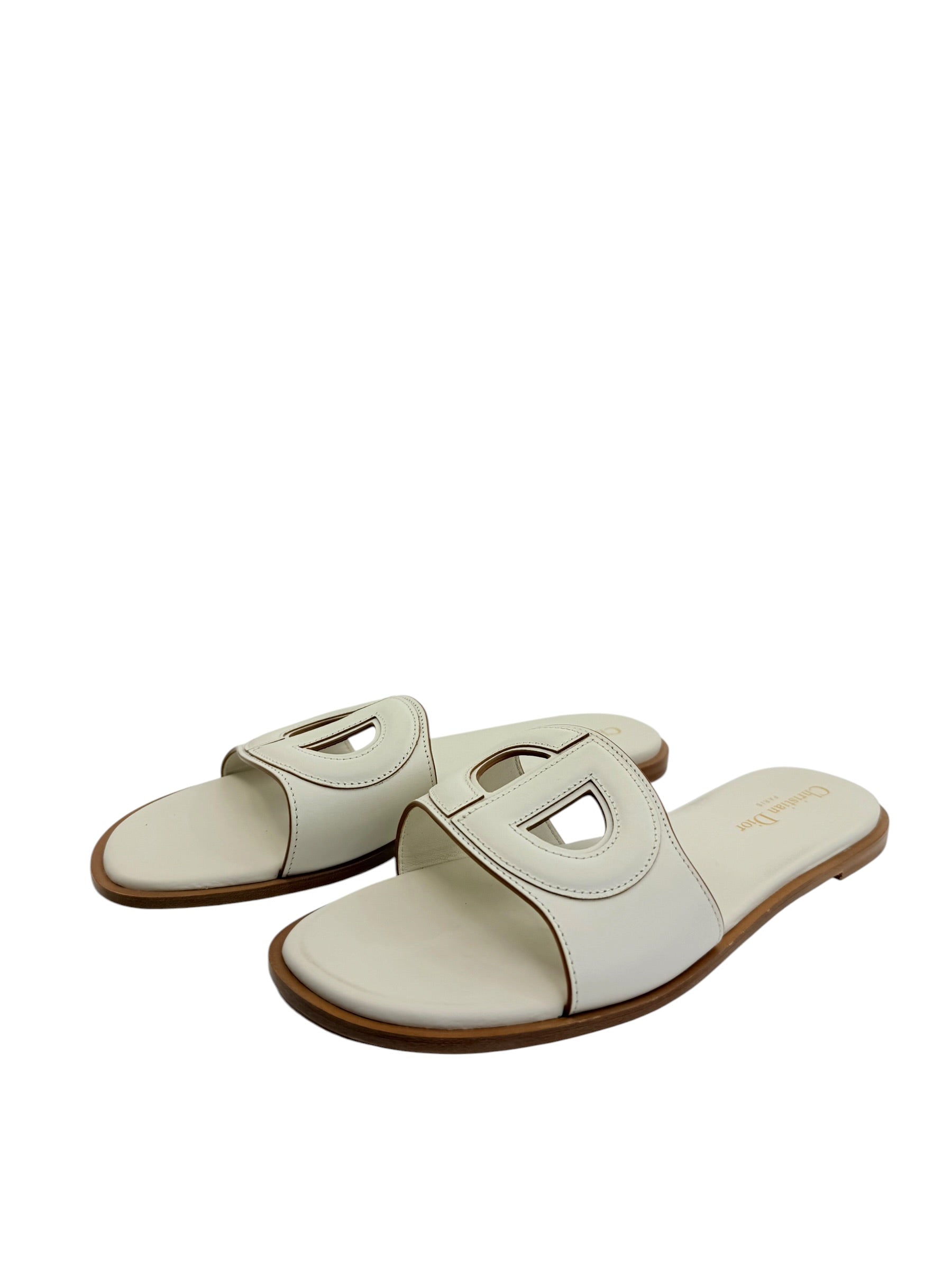 Dior Leather Logo Slides (40/10)