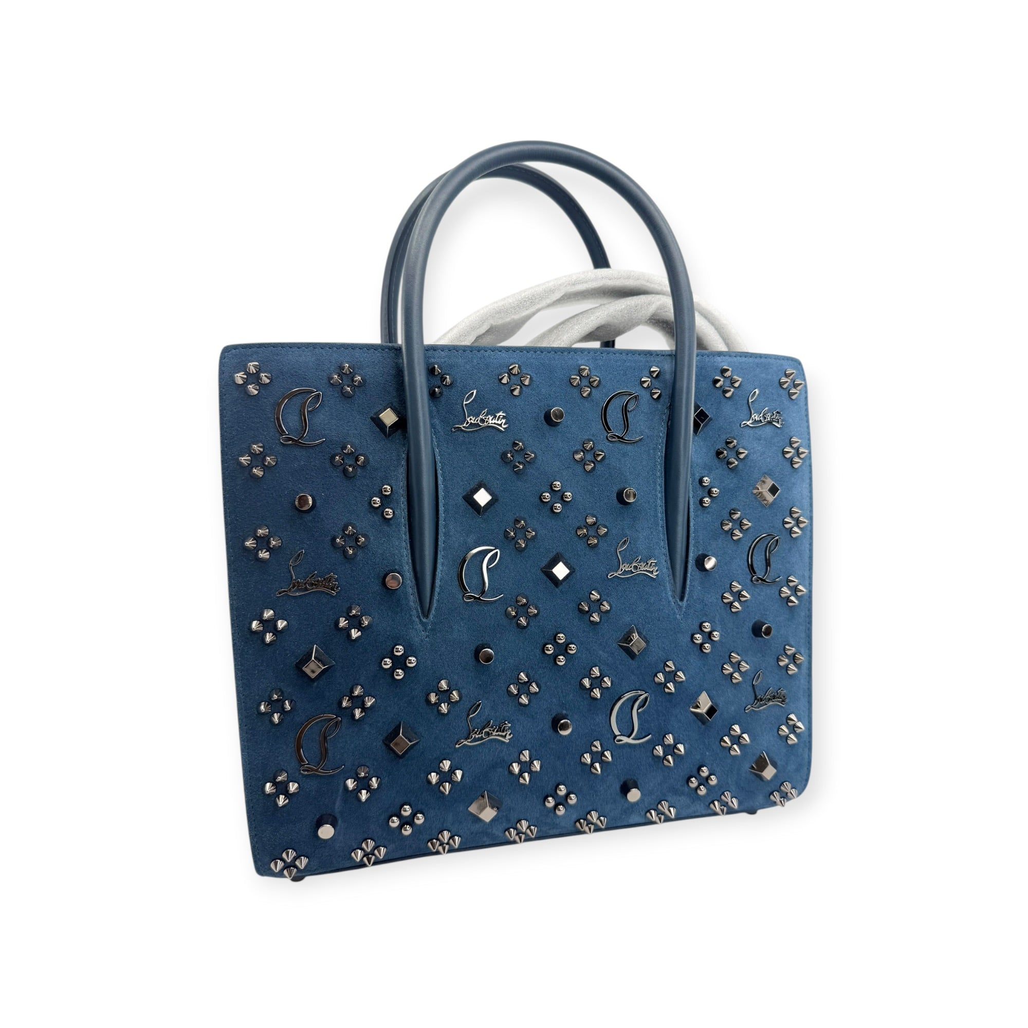 Christian Louboutin Suede Medium Paloma Studded Top Handle Tote