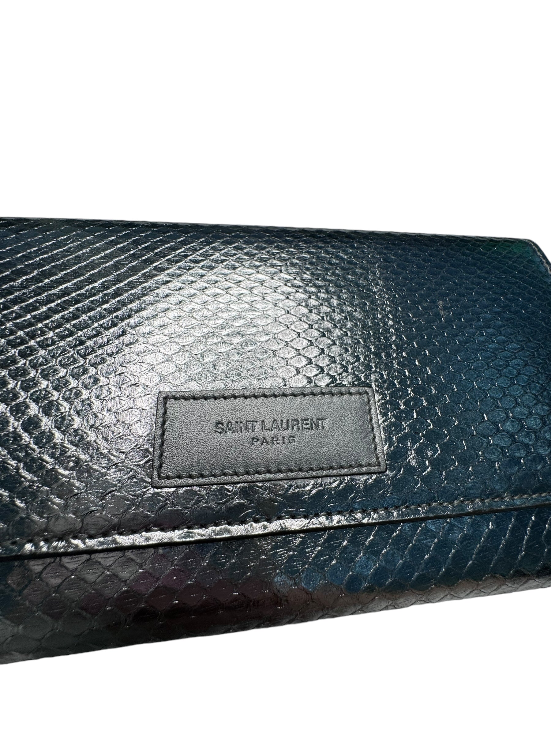 Yves Saint Laurent Metallic Long Snap Wallet