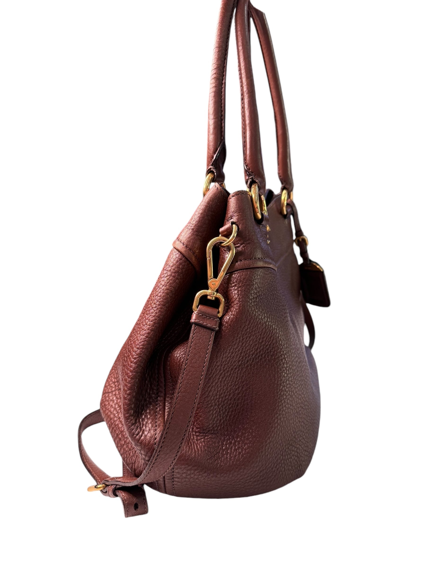 Prada Two Way Vitello Leather Bag