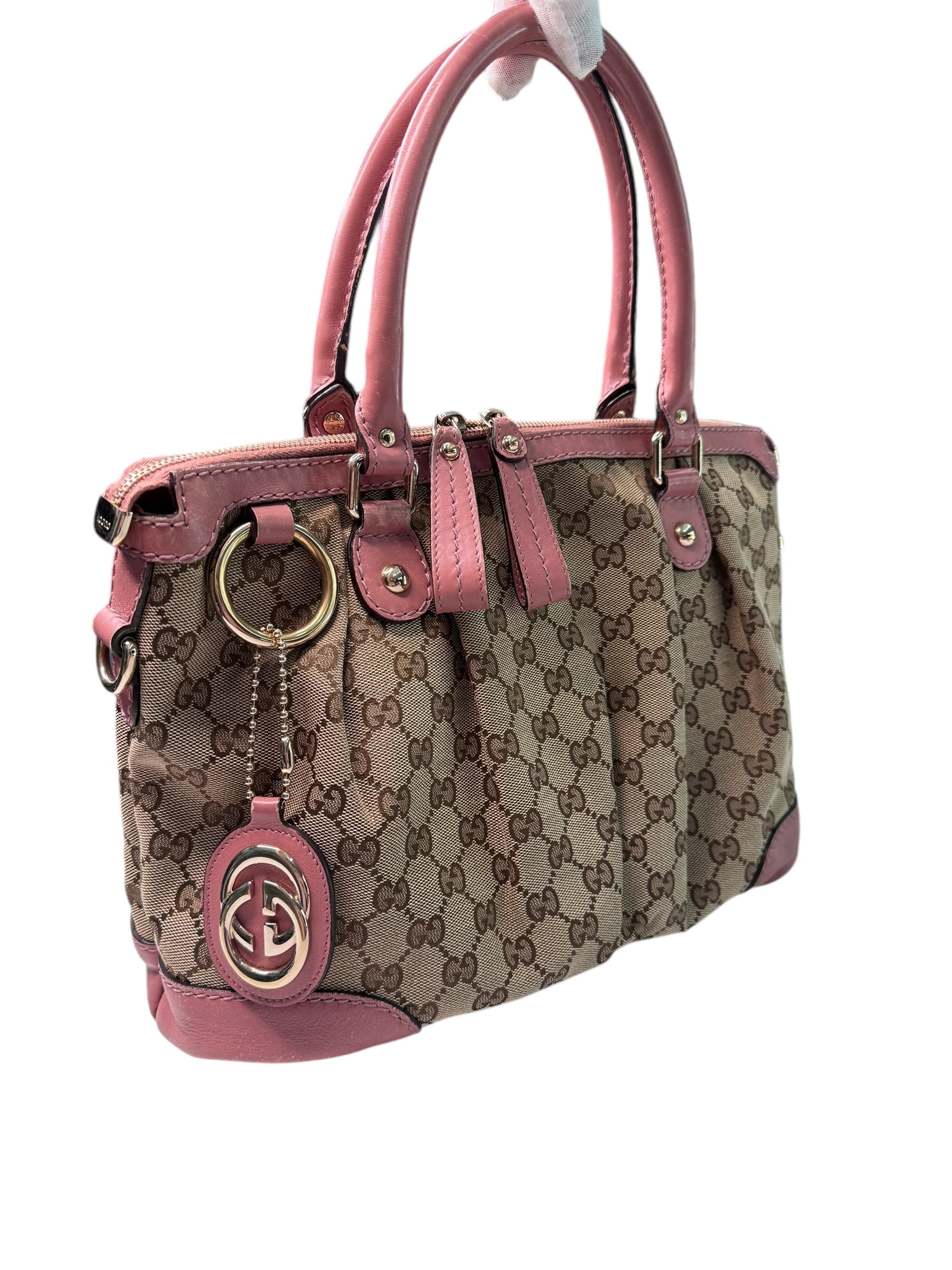 Gucci Monogram Sukey Peonia Flower Two Way Handbag