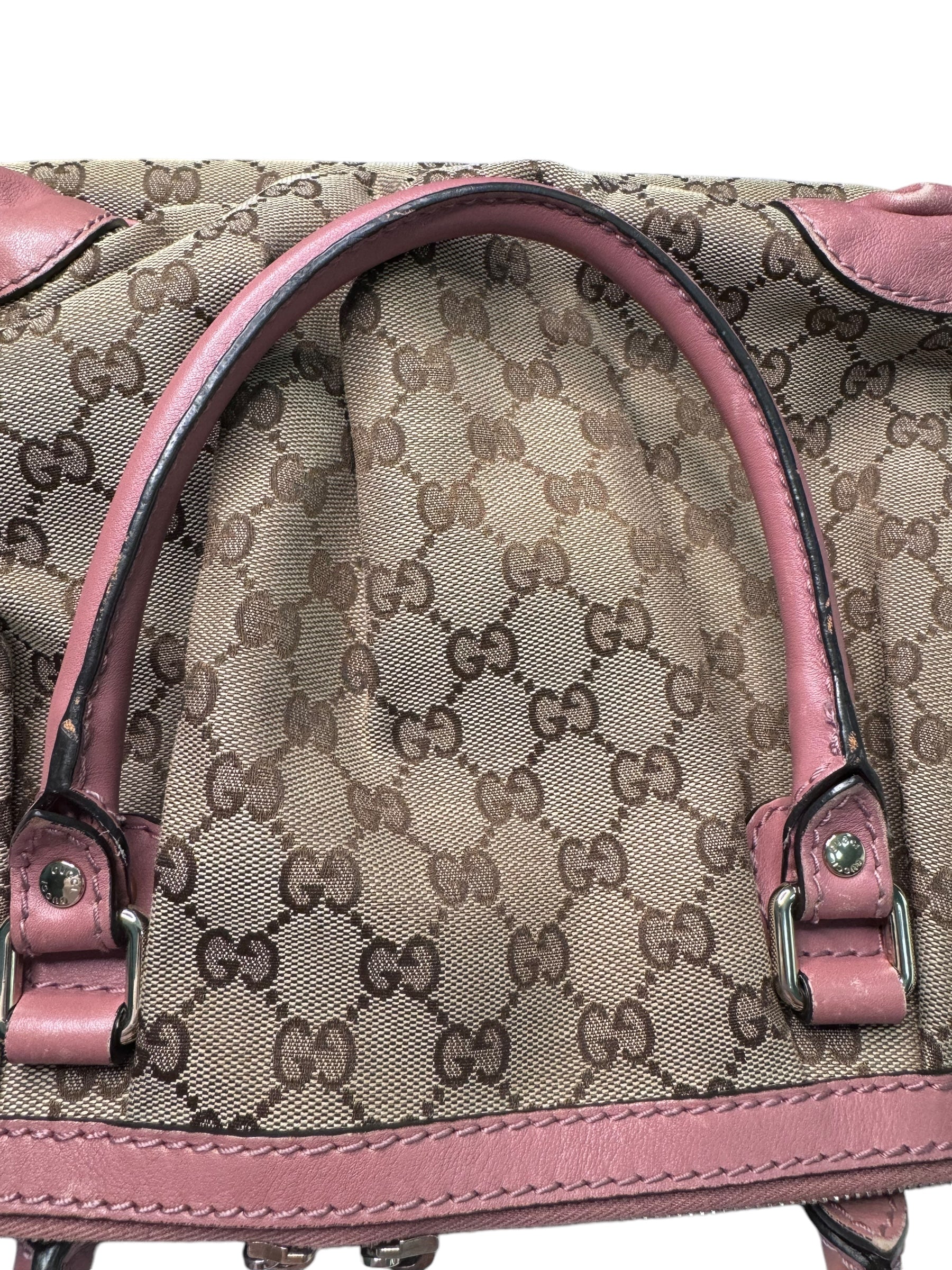 Gucci Monogram Sukey Peonia Flower Two Way Handbag