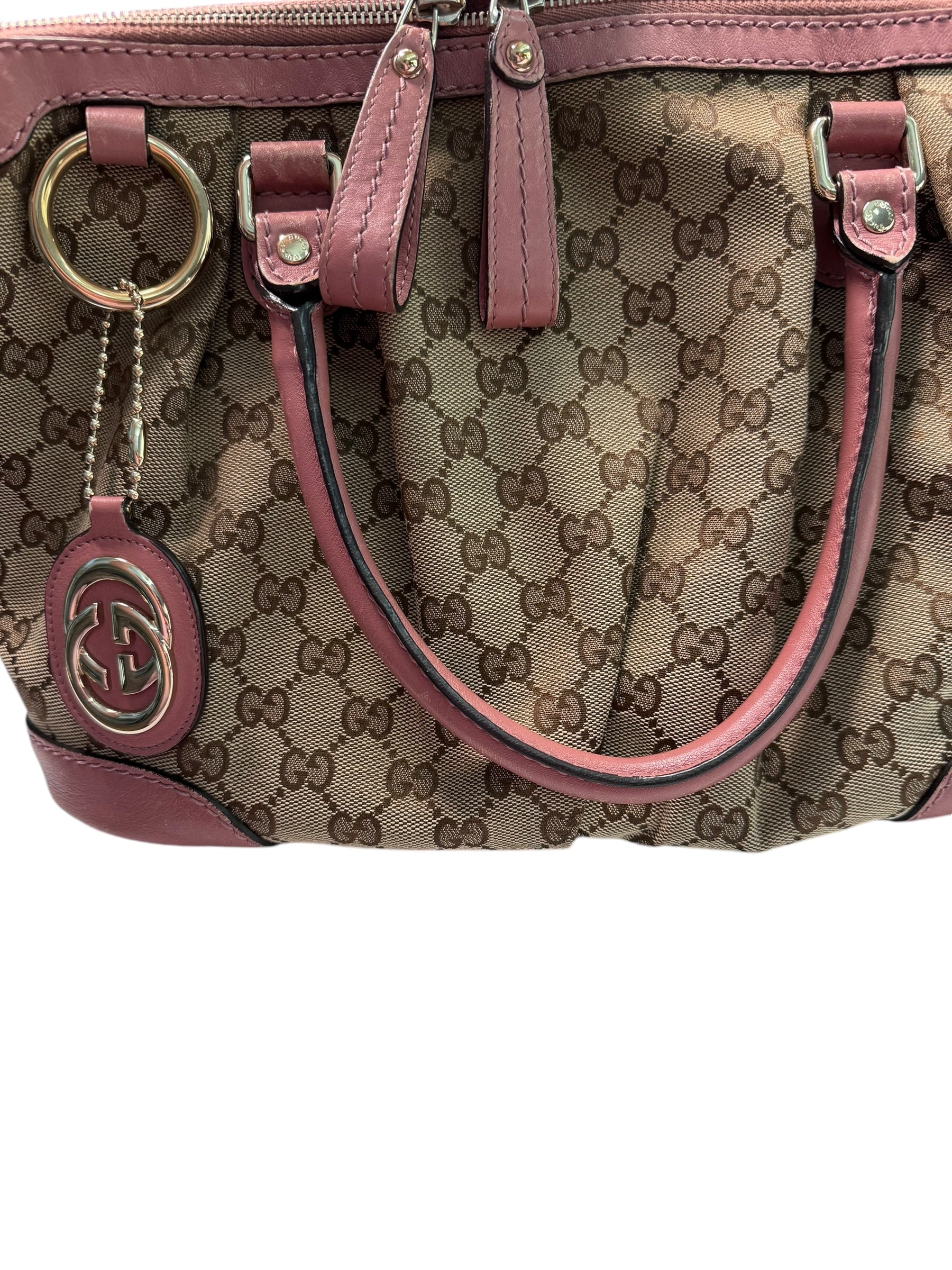 Gucci Monogram Sukey Peonia Flower Two Way Handbag