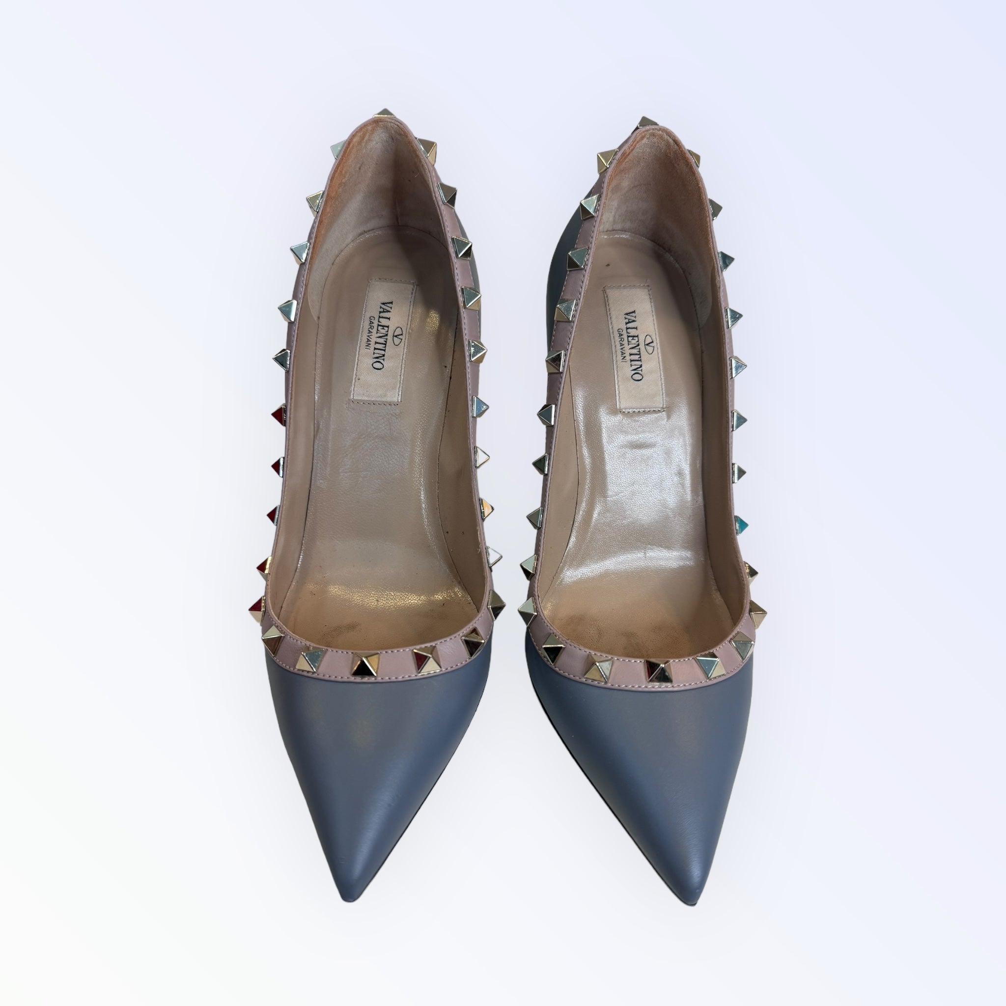 Valentino Rockstud Leather Pointed Toe Pumps