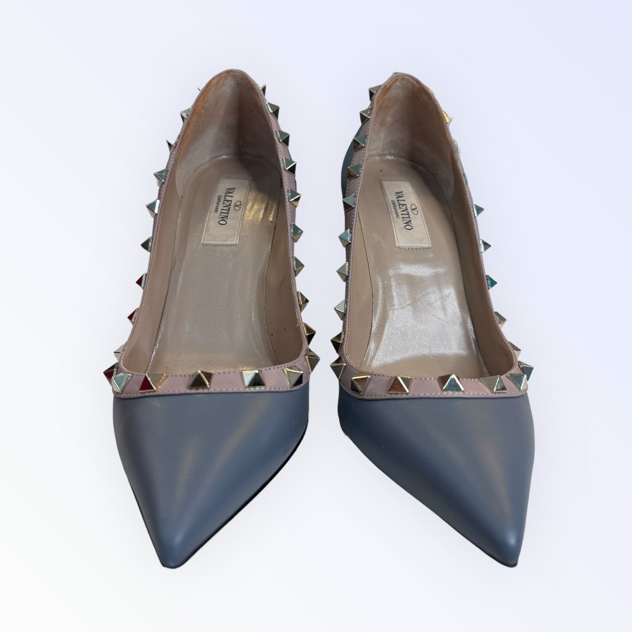 Valentino Rockstud Leather Pointed Toe Pumps