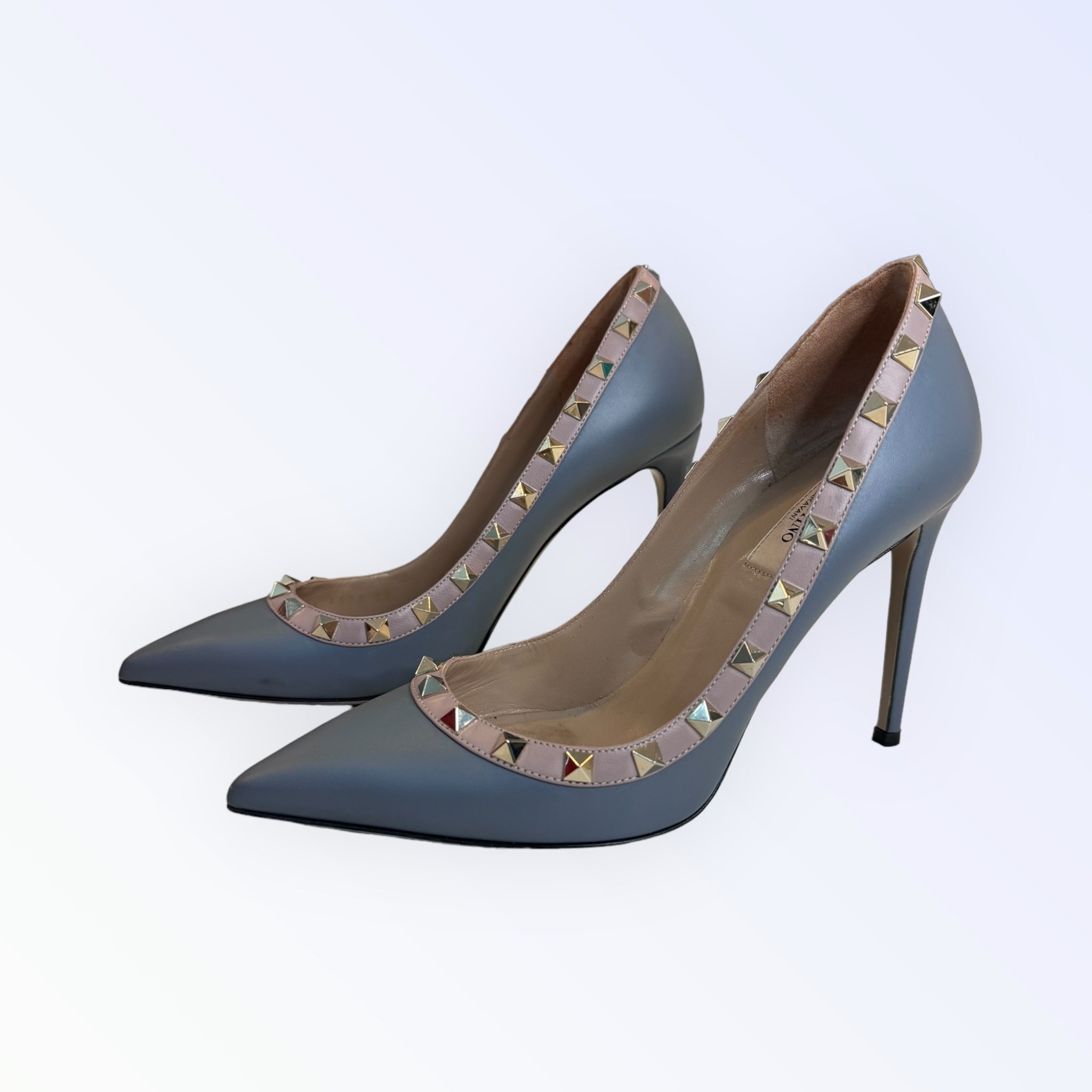 Valentino Rockstud Leather Pointed Toe Pumps