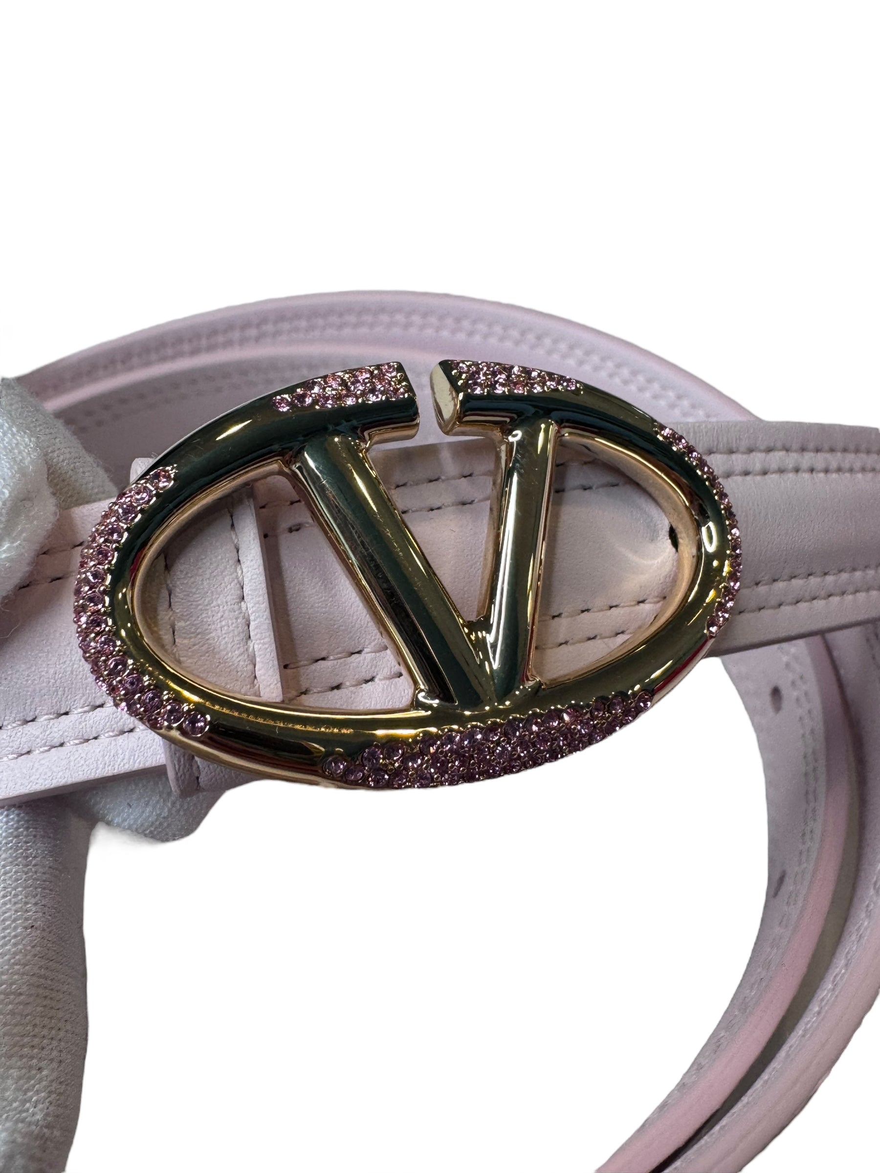 Valentino Garavani Vlogo Shiny Calfskin Leather Belt (75/30)