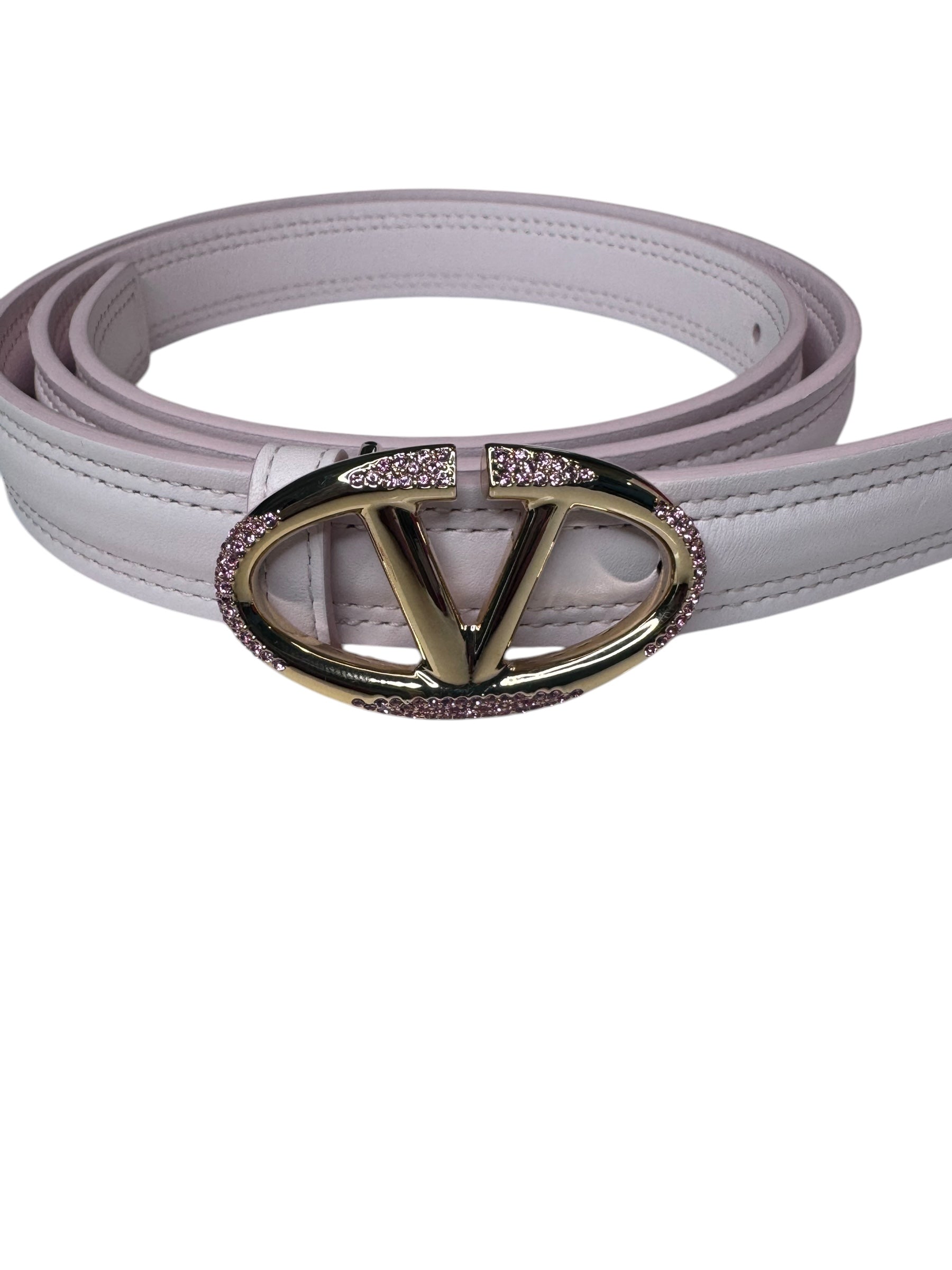 Valentino Garavani Vlogo Shiny Calfskin Leather Belt (75/30)