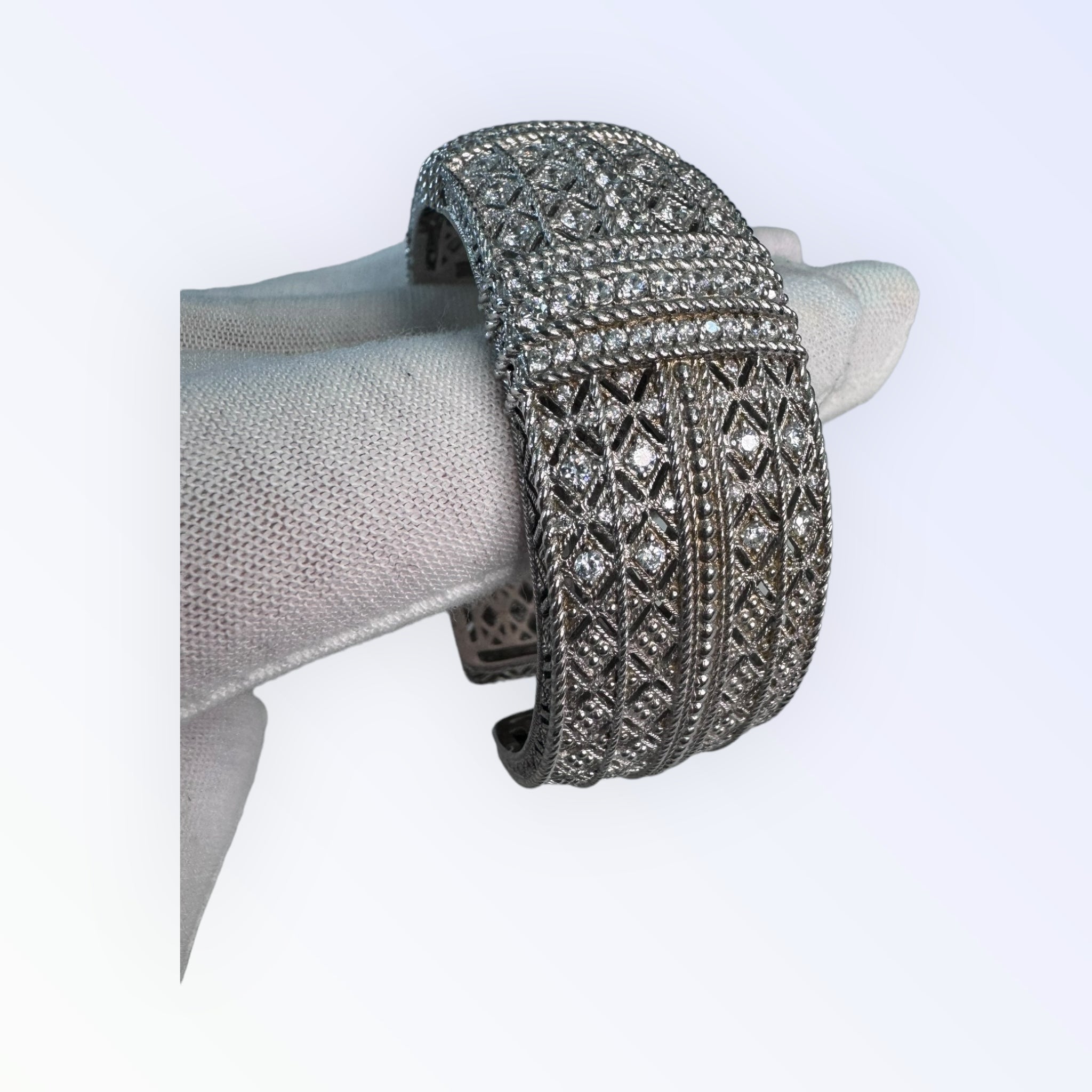 Judith Ripka Sterling Silver CZ Cuff Bracelet