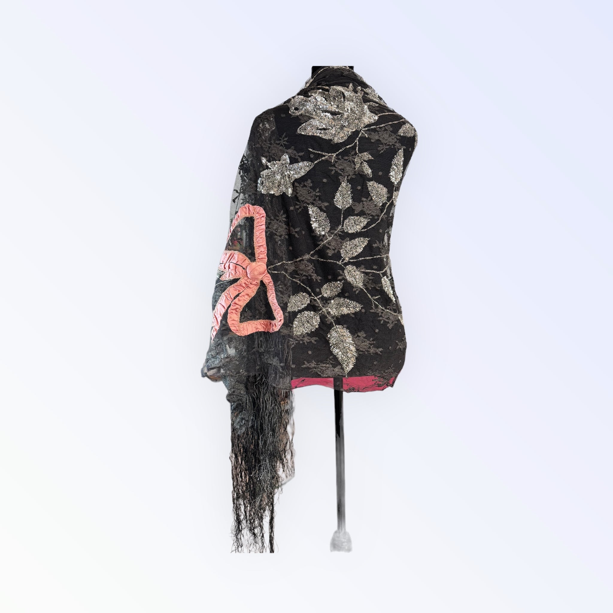 Valentino Garavani Sequin & Fringe Bow Scarf