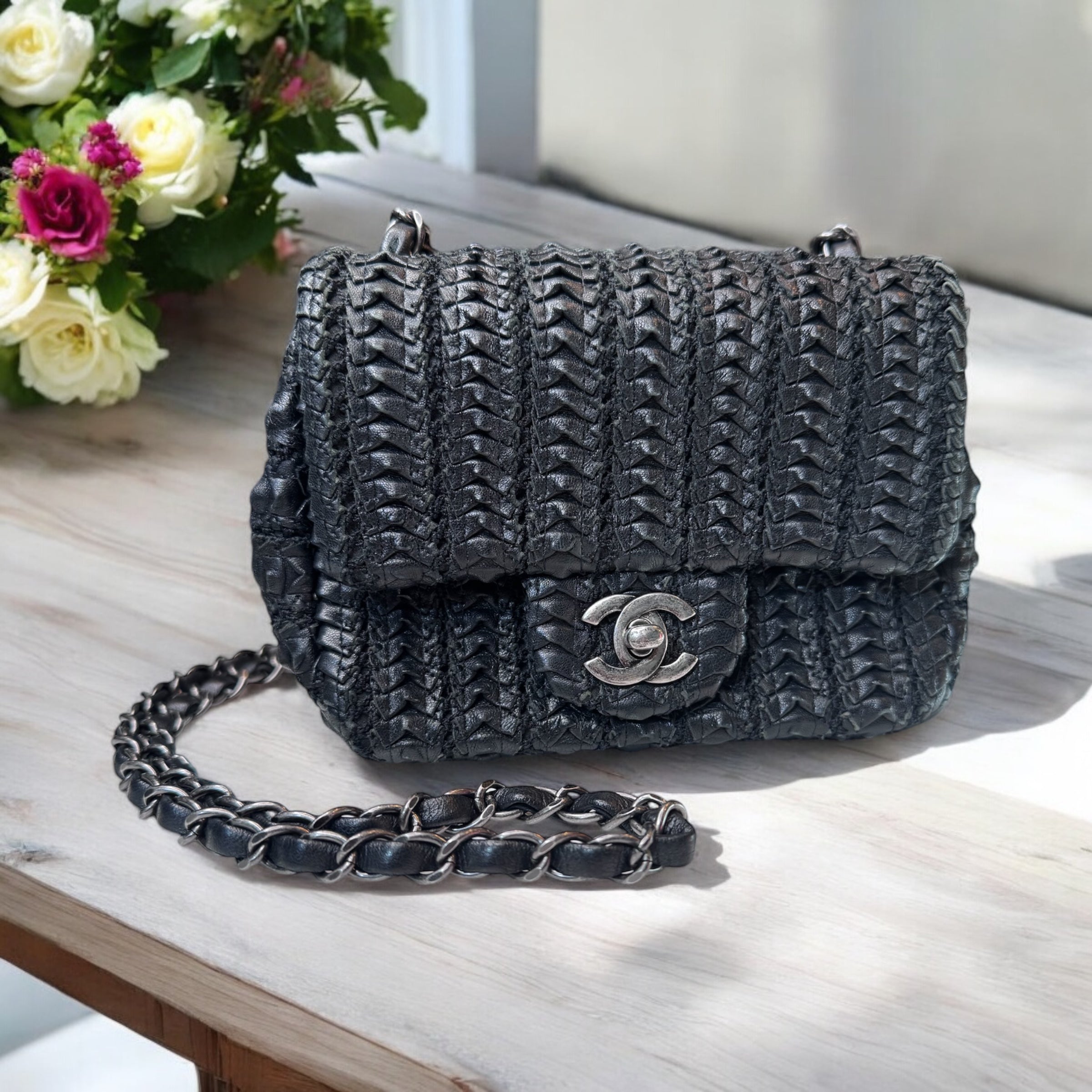 Chanel Lambskin Crochet Small Flap Bag | The Little Purse
