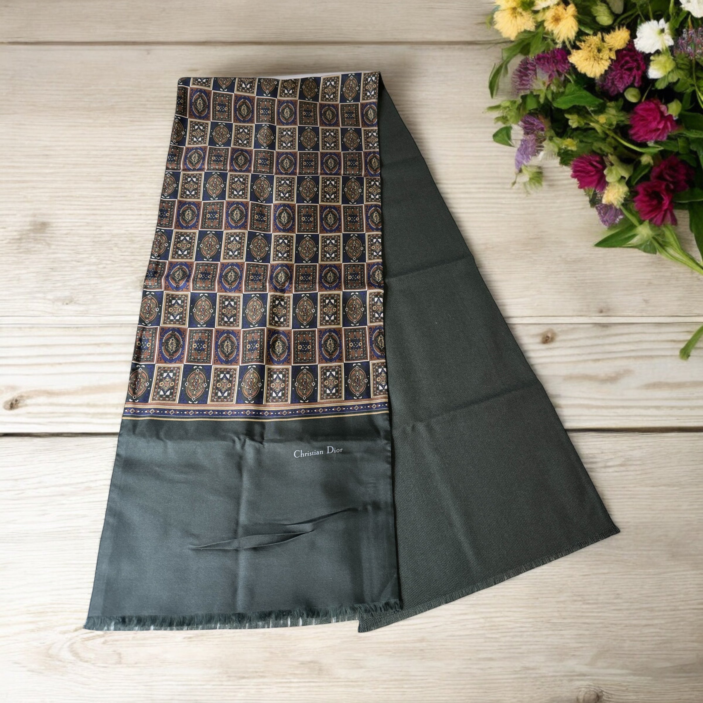 Christian Dior scarf, vintage popular silk and wool