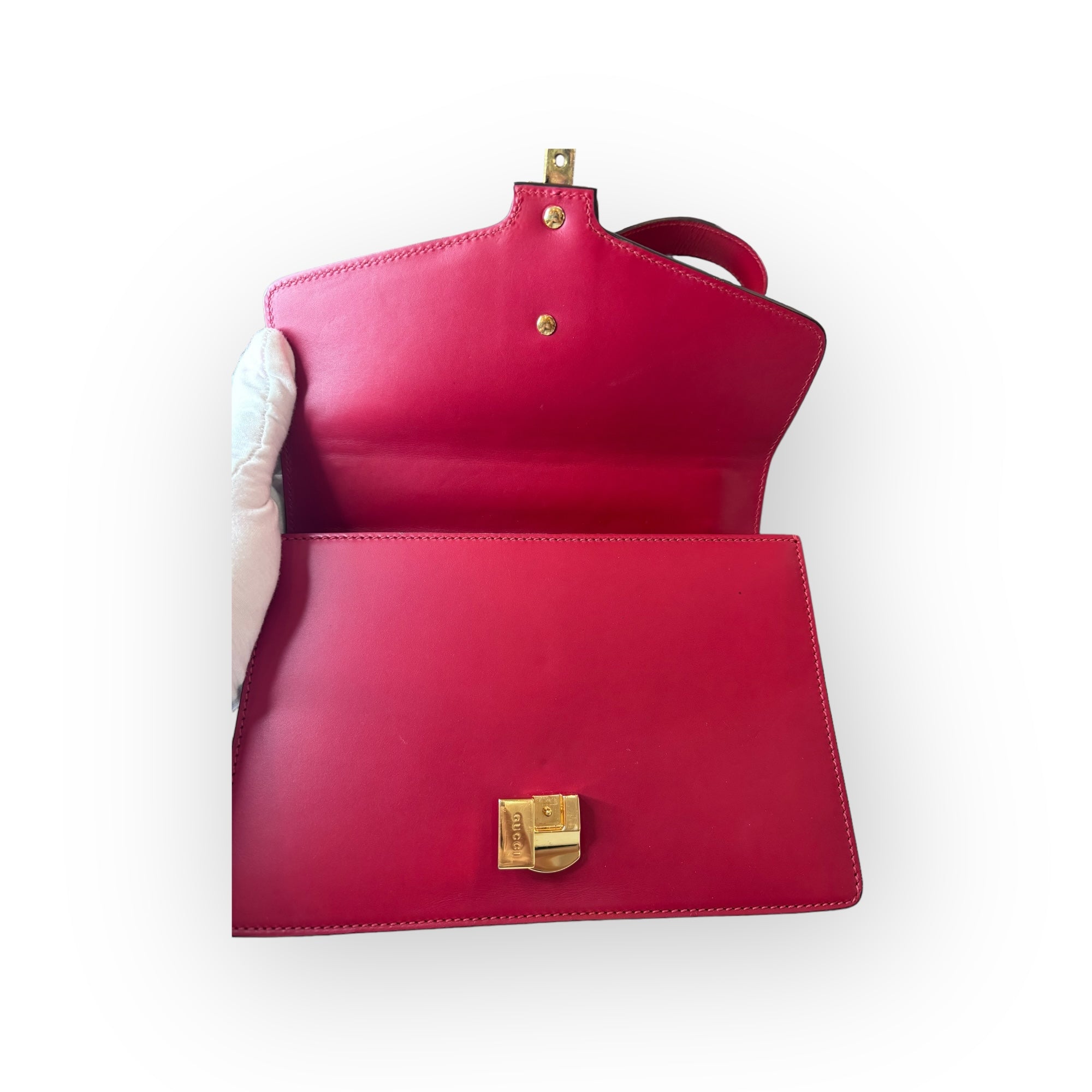 Gucci Sylvie Red Leather Web Shoulder Bag