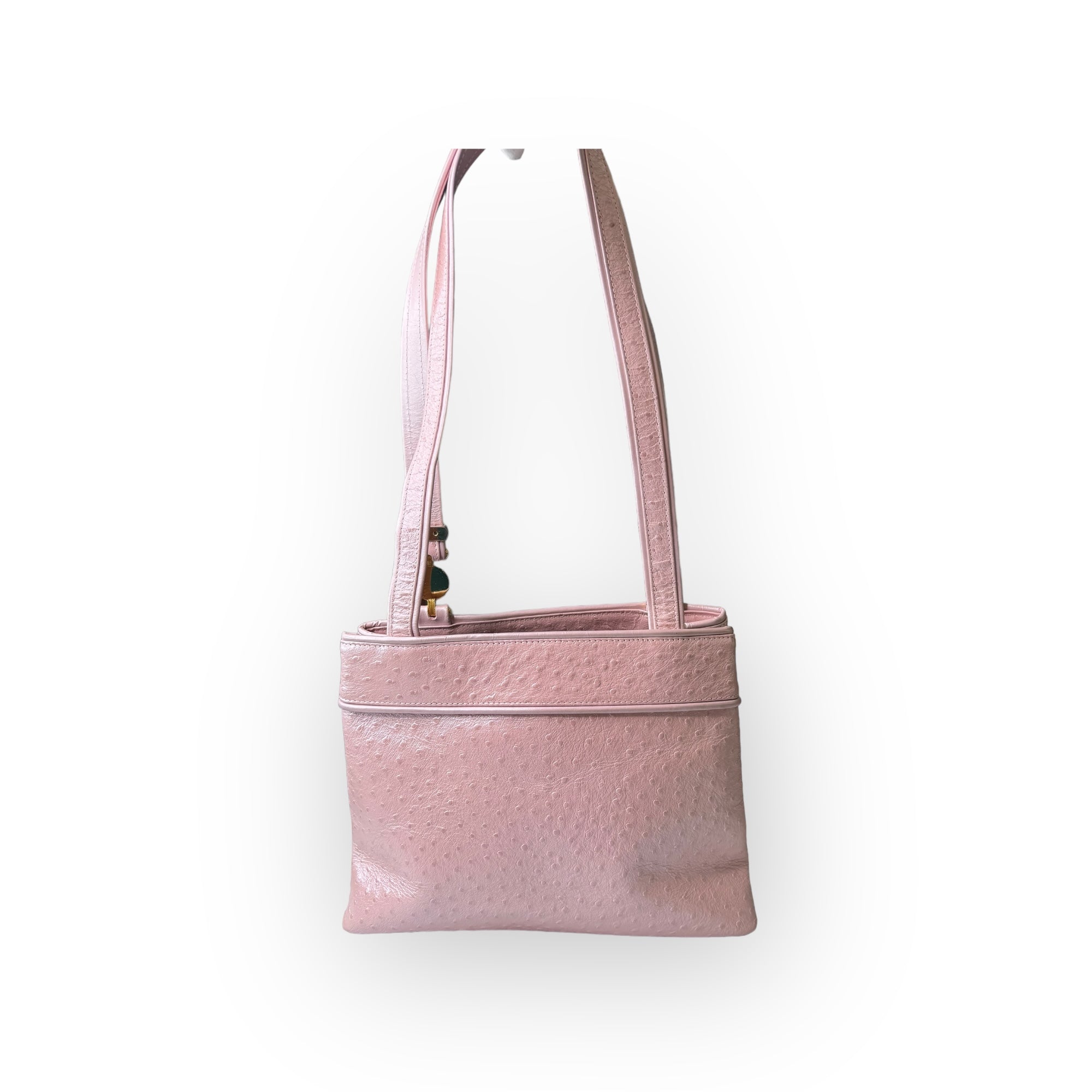 Gianni Versace Pearlescent Pink Ostrich Medusa Shoulder Bag