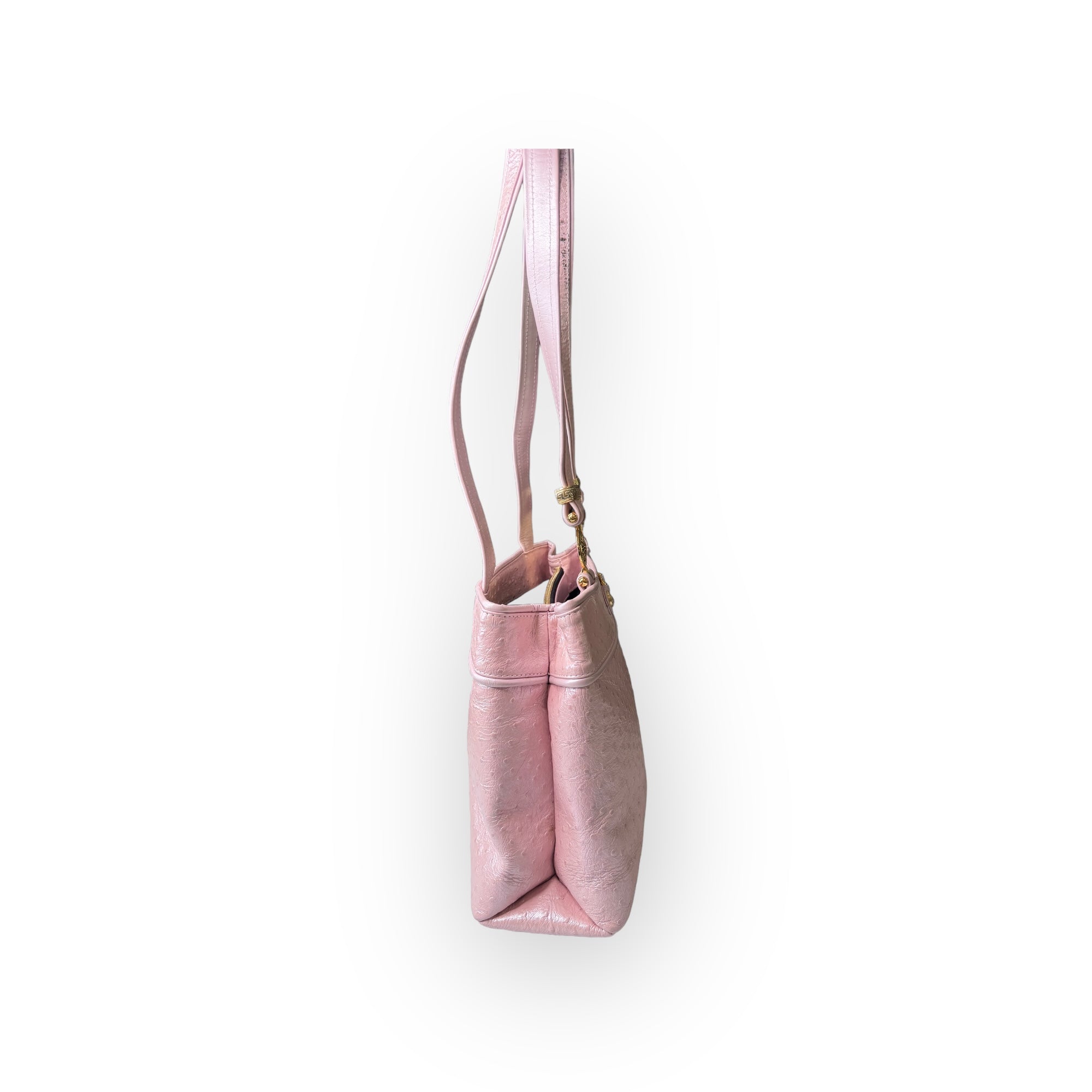 Gianni Versace Pearlescent Pink Ostrich Medusa Shoulder Bag