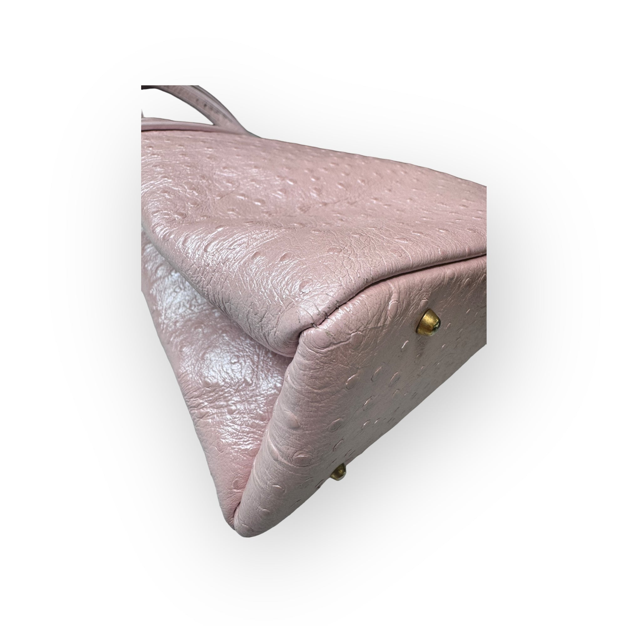 Gianni Versace Pearlescent Pink Ostrich Medusa Shoulder Bag