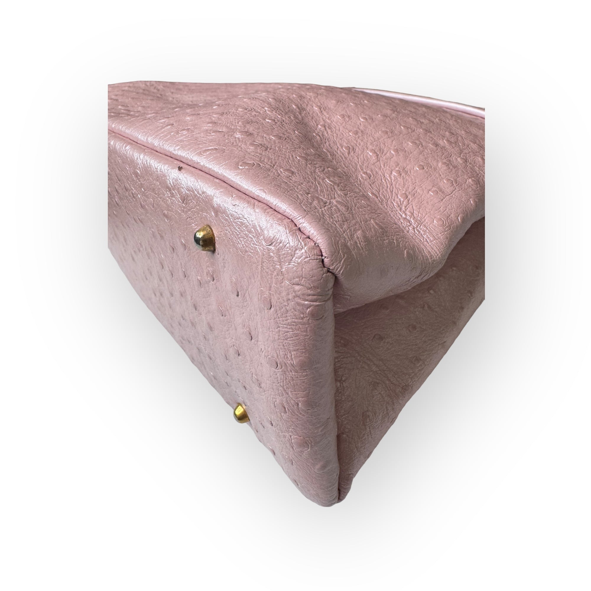 Gianni Versace Pearlescent Pink Ostrich Medusa Shoulder Bag