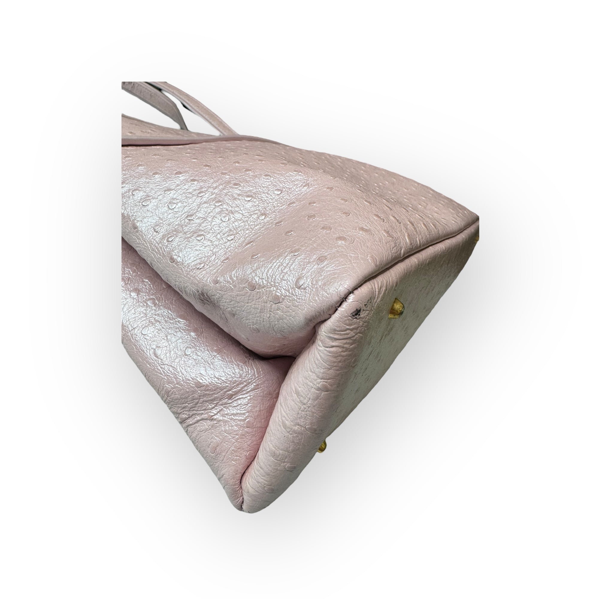 Gianni Versace Pearlescent Pink Ostrich Medusa Shoulder Bag