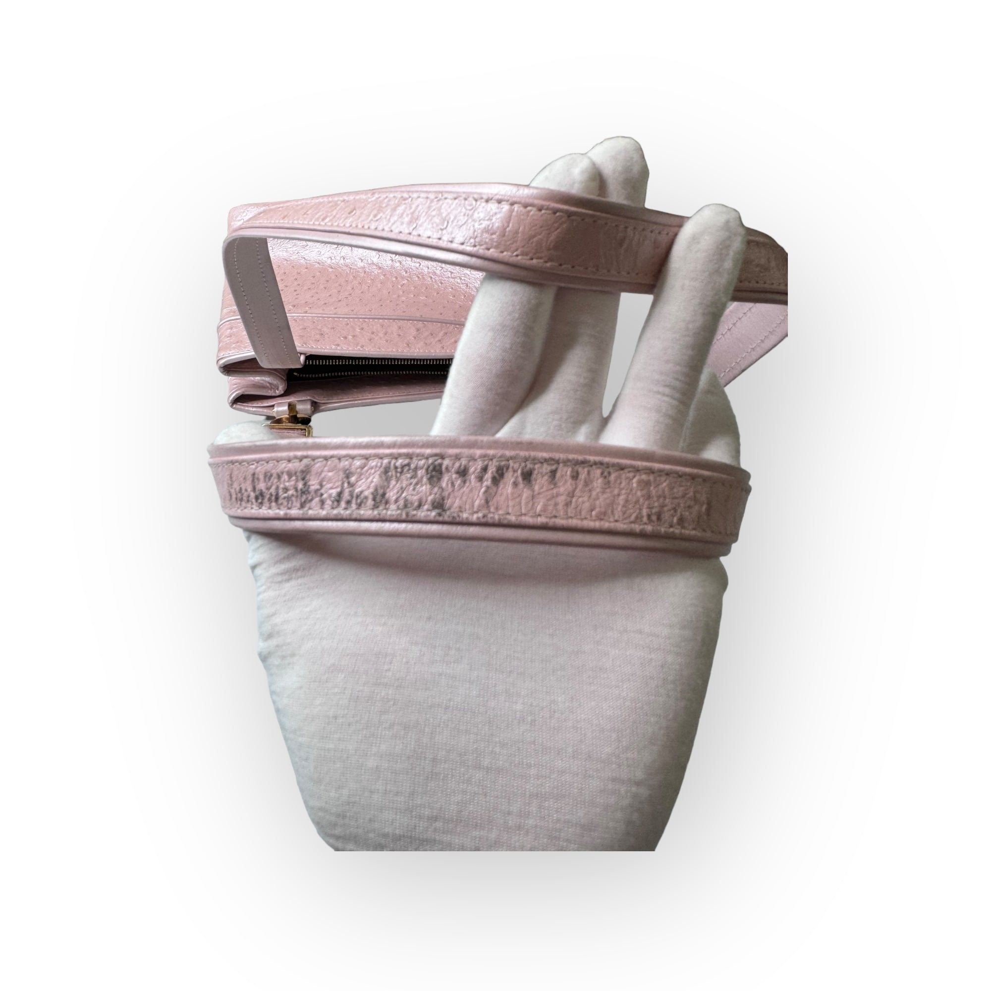 Gianni Versace Pearlescent Pink Ostrich Medusa Shoulder Bag The