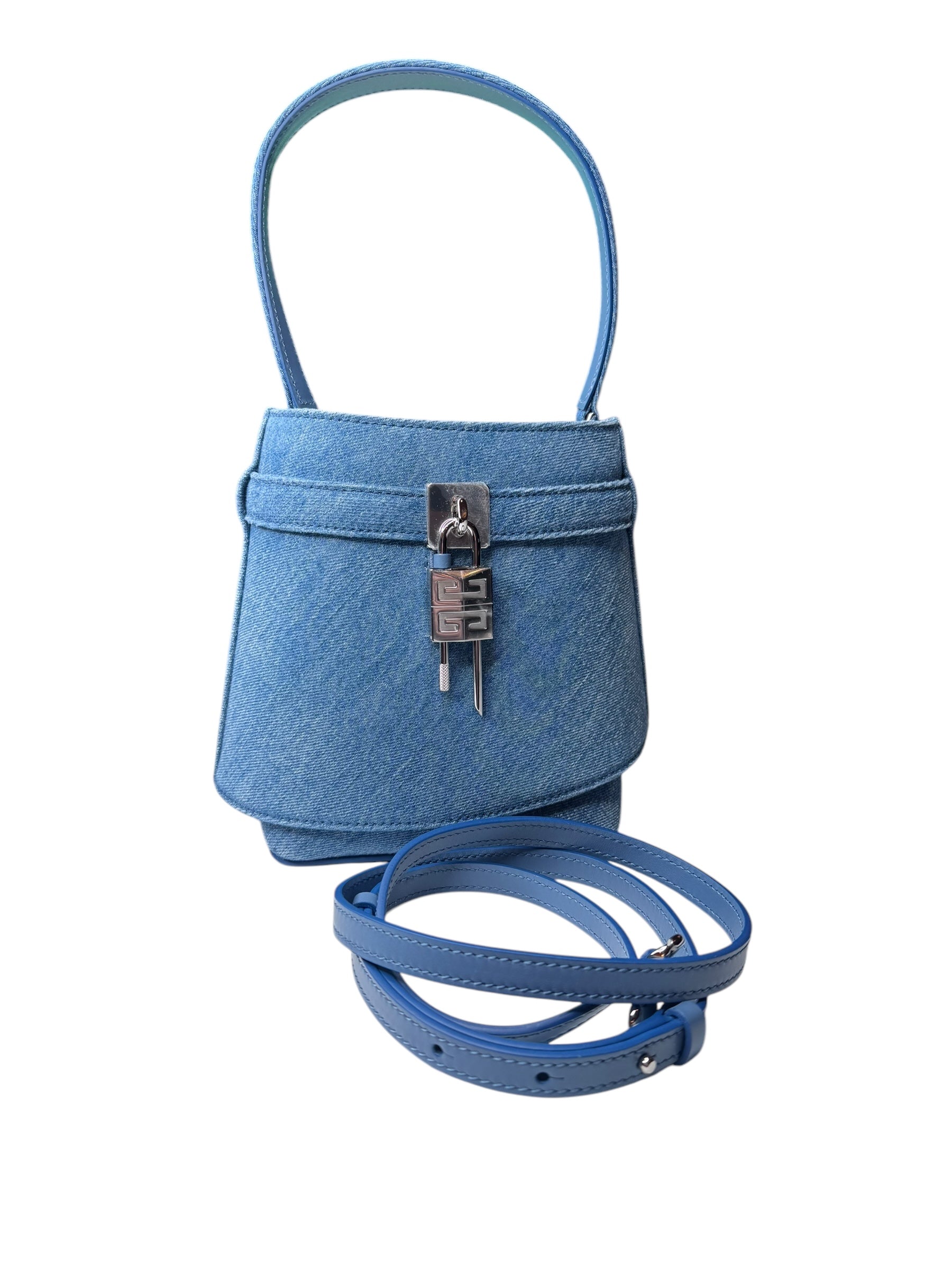 Givenchy Shark Lock Denim Bucket Bag | The Little Purse