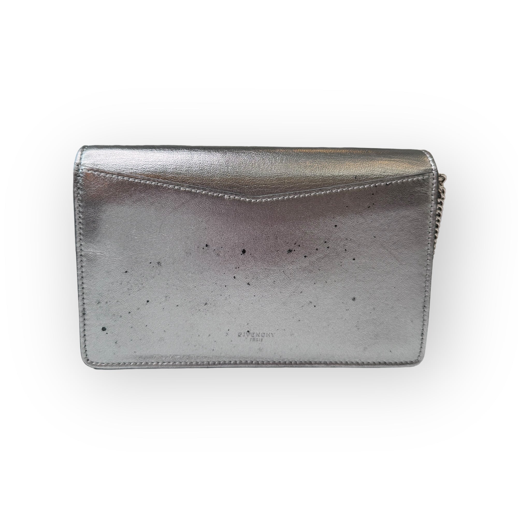 Givenchy Gunmetal Metallic Pandora Lambskin Clutch Crossbody