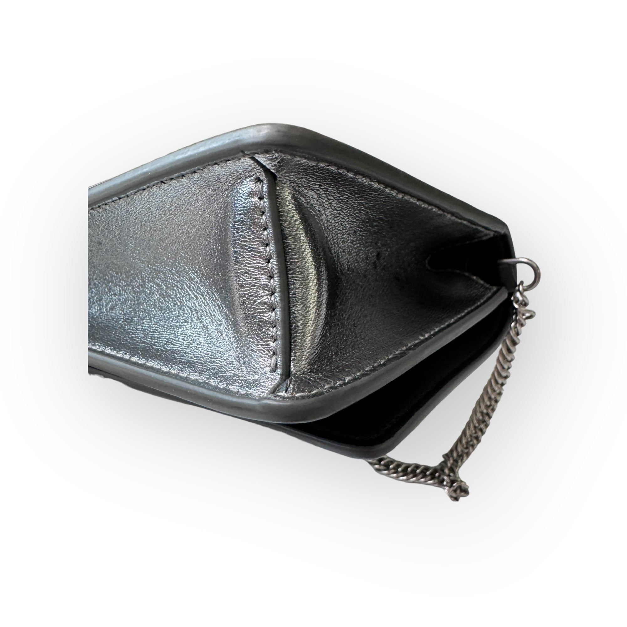 Givenchy Gunmetal Metallic Pandora Lambskin Clutch Crossbody