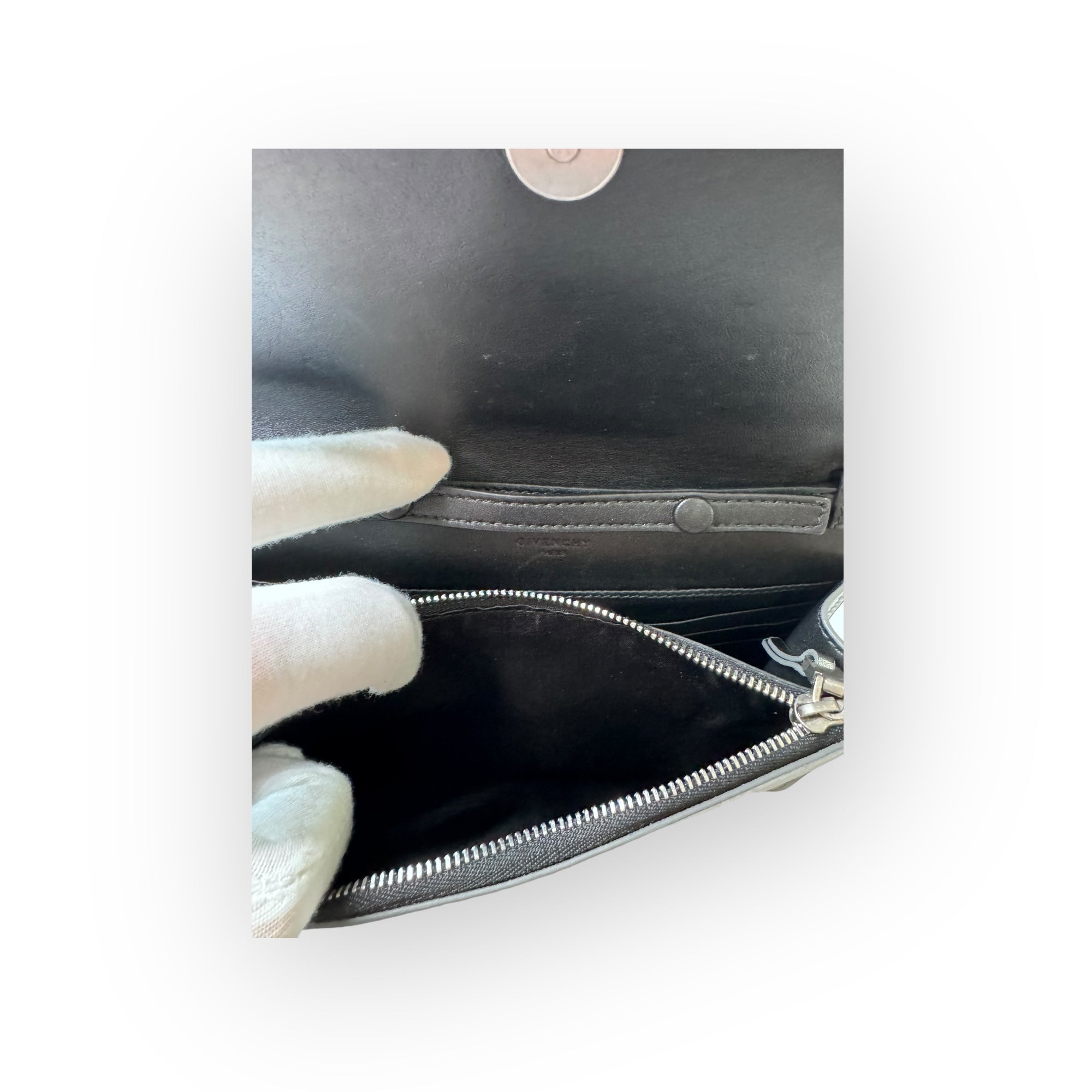 Givenchy Gunmetal Metallic Pandora Lambskin Clutch Crossbody