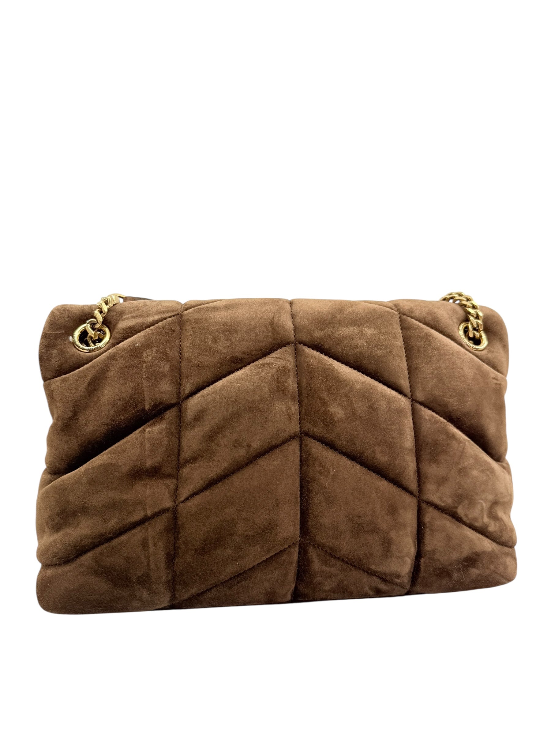 Saint Laurent Small Lou Quilted Puffer Suede