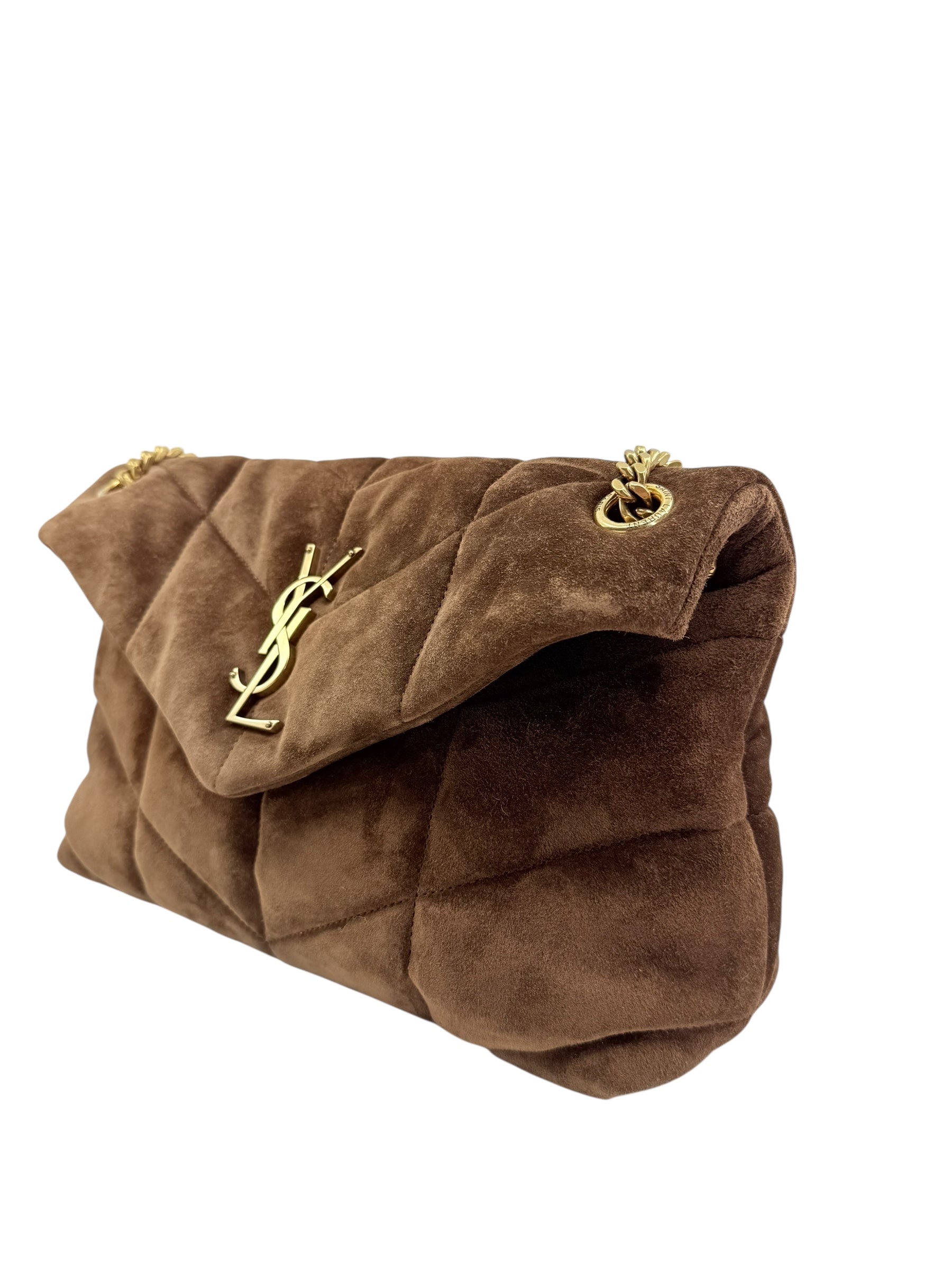 Saint Laurent Small Lou Quilted Puffer Suede