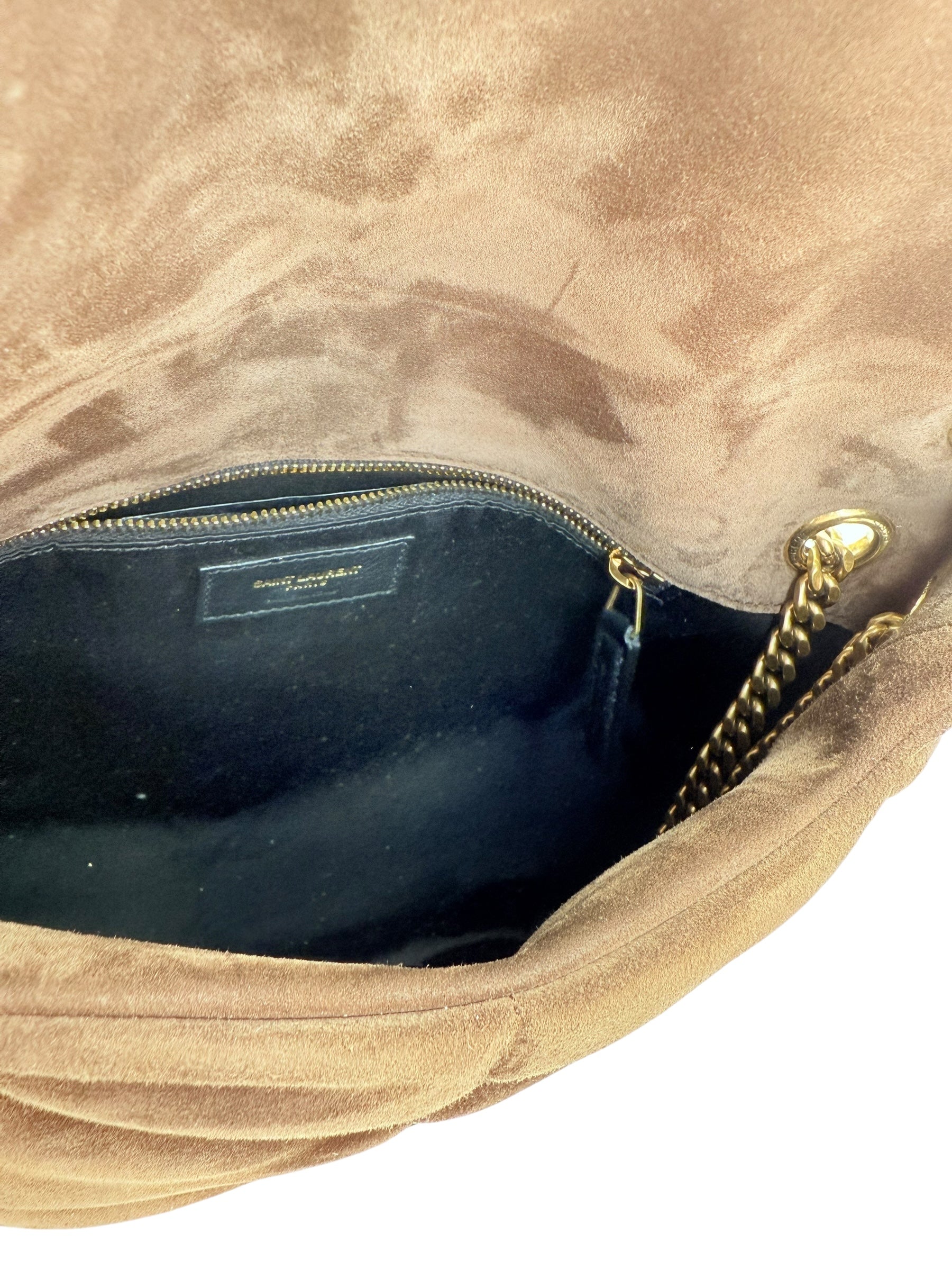 Saint Laurent Small Lou Quilted Puffer Suede