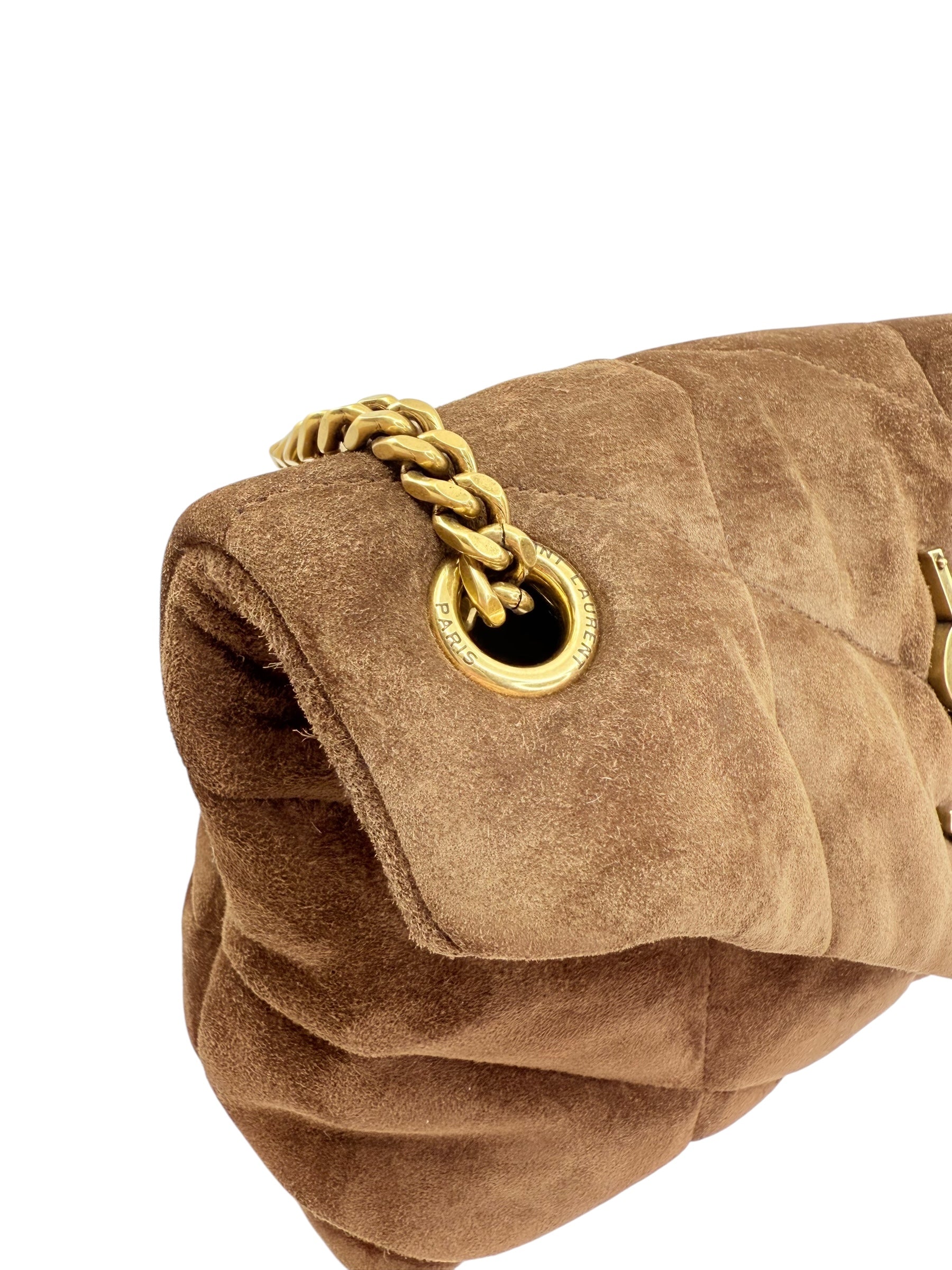 Saint Laurent Small Lou Quilted Puffer Suede