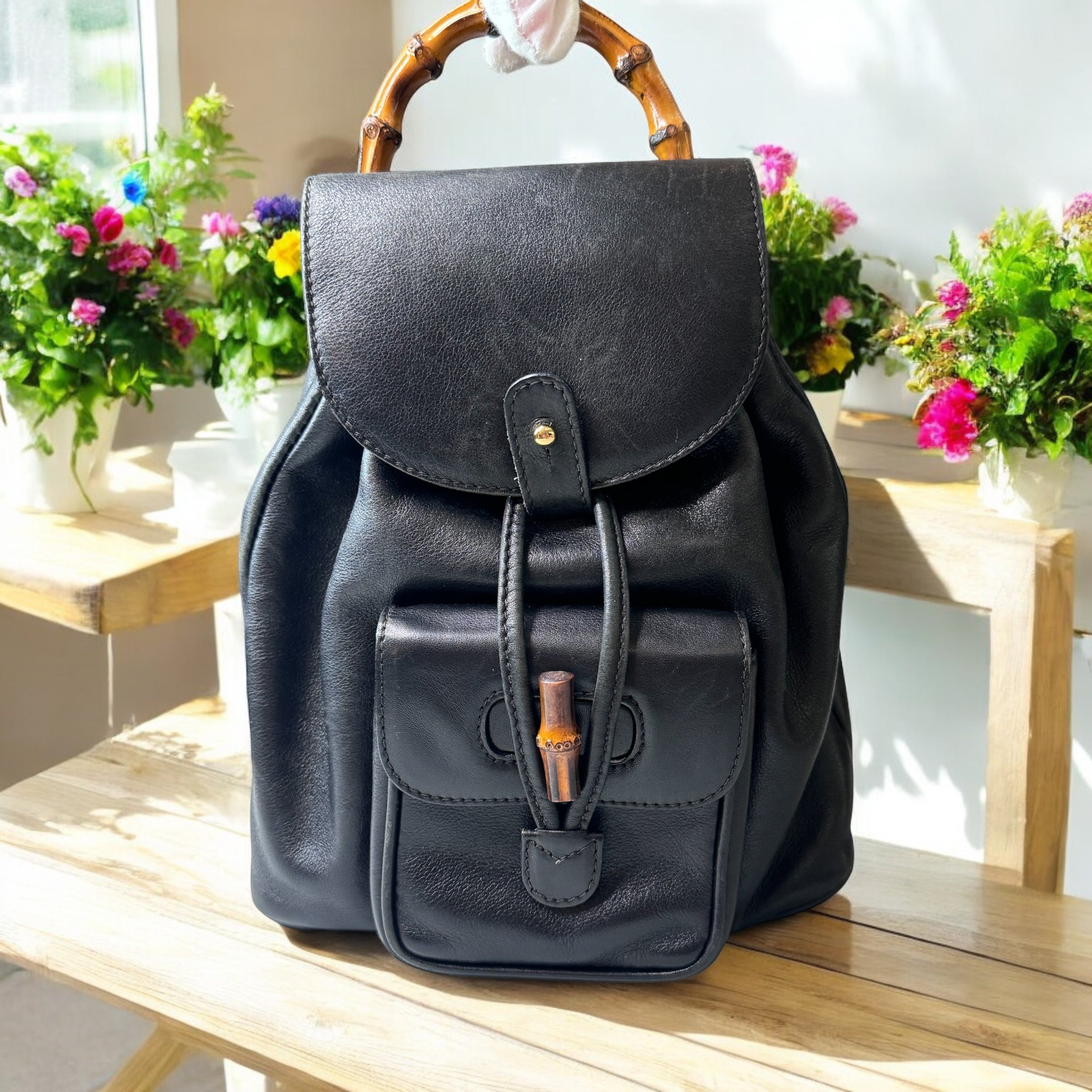 Gucci Mini Leather Bamboo Backpack