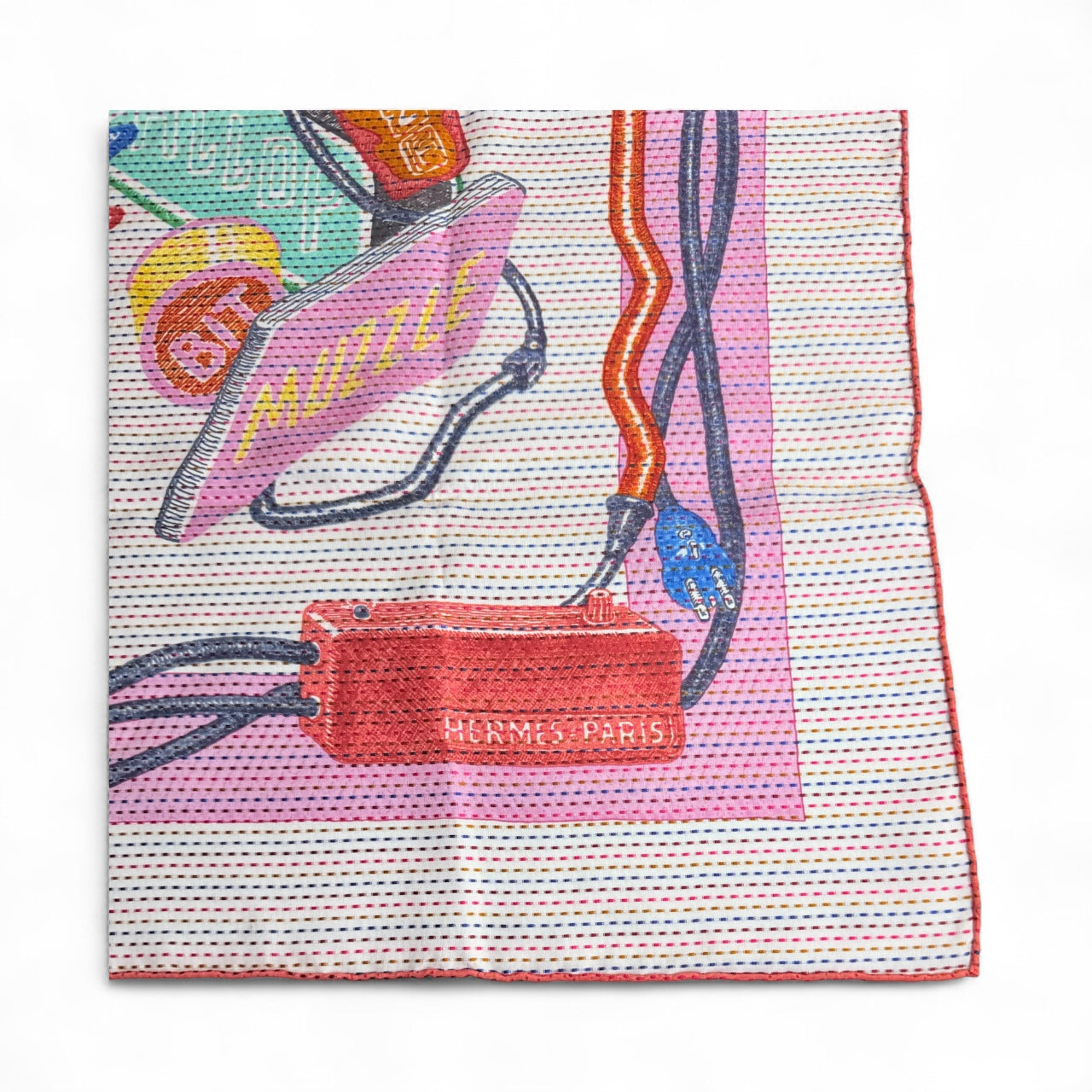 Hermes Carre 70 Chevaloscope Neon Silk Scarf