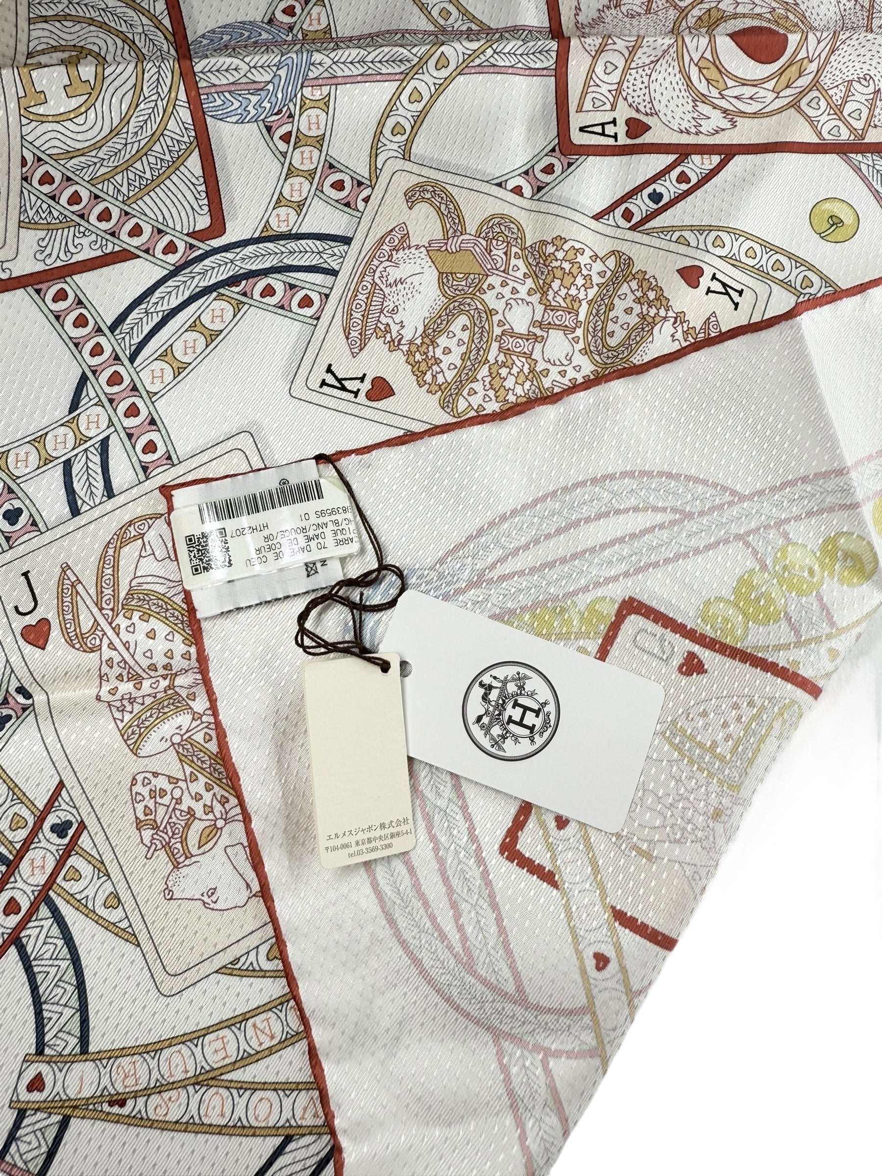 Hermes Carre 70 Dame de Coeur Silk Scarf