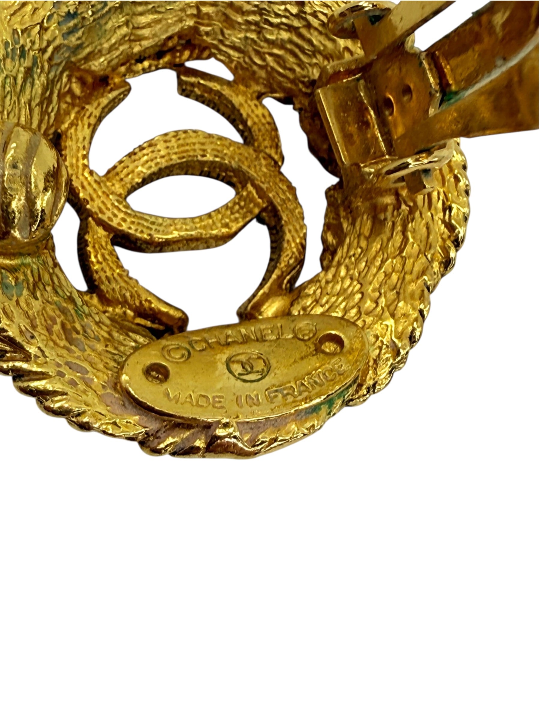 Chanel Vintage Gold Plated Clip On Earrings