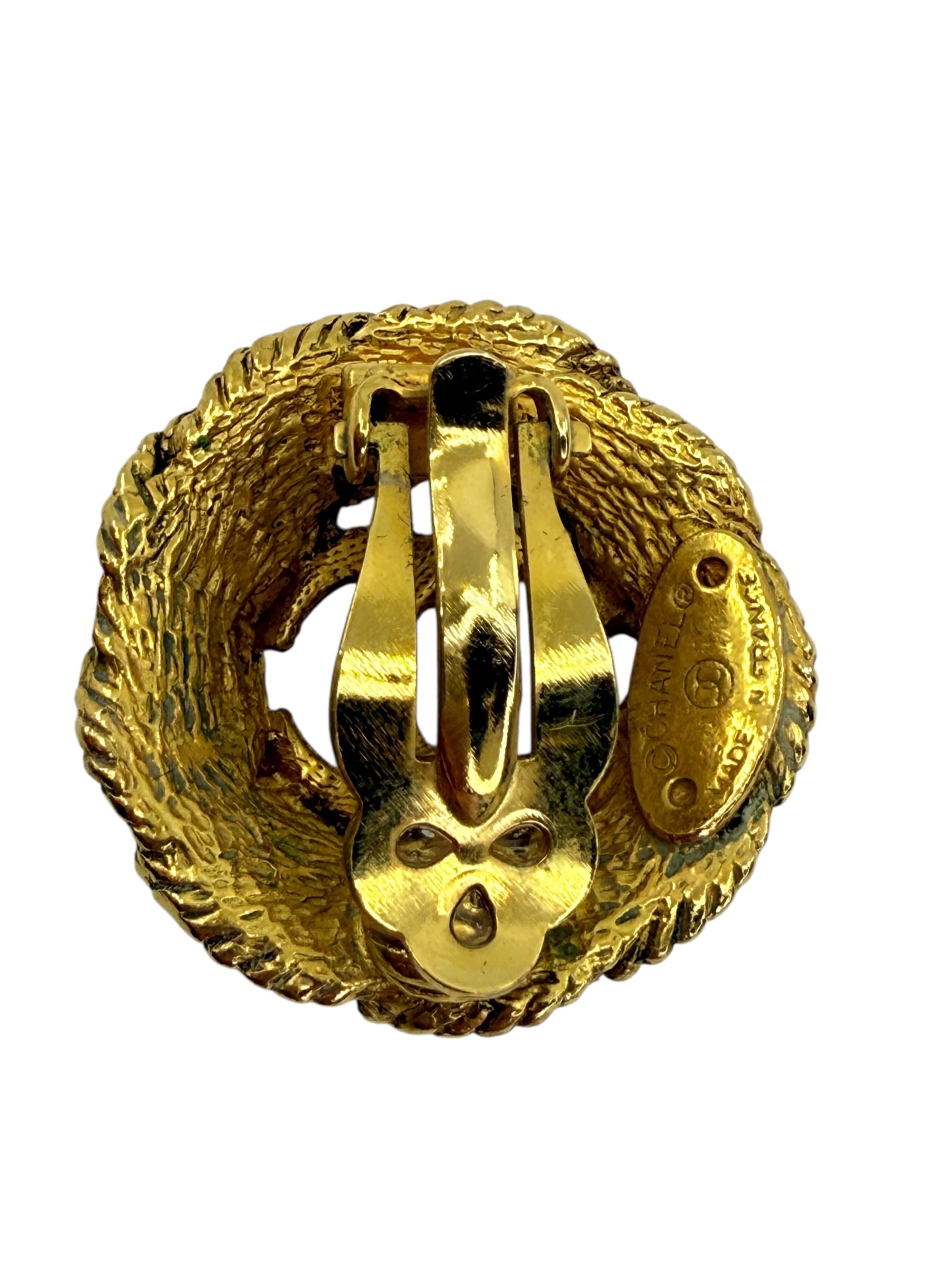 Chanel Vintage Gold Plated Clip On Earrings