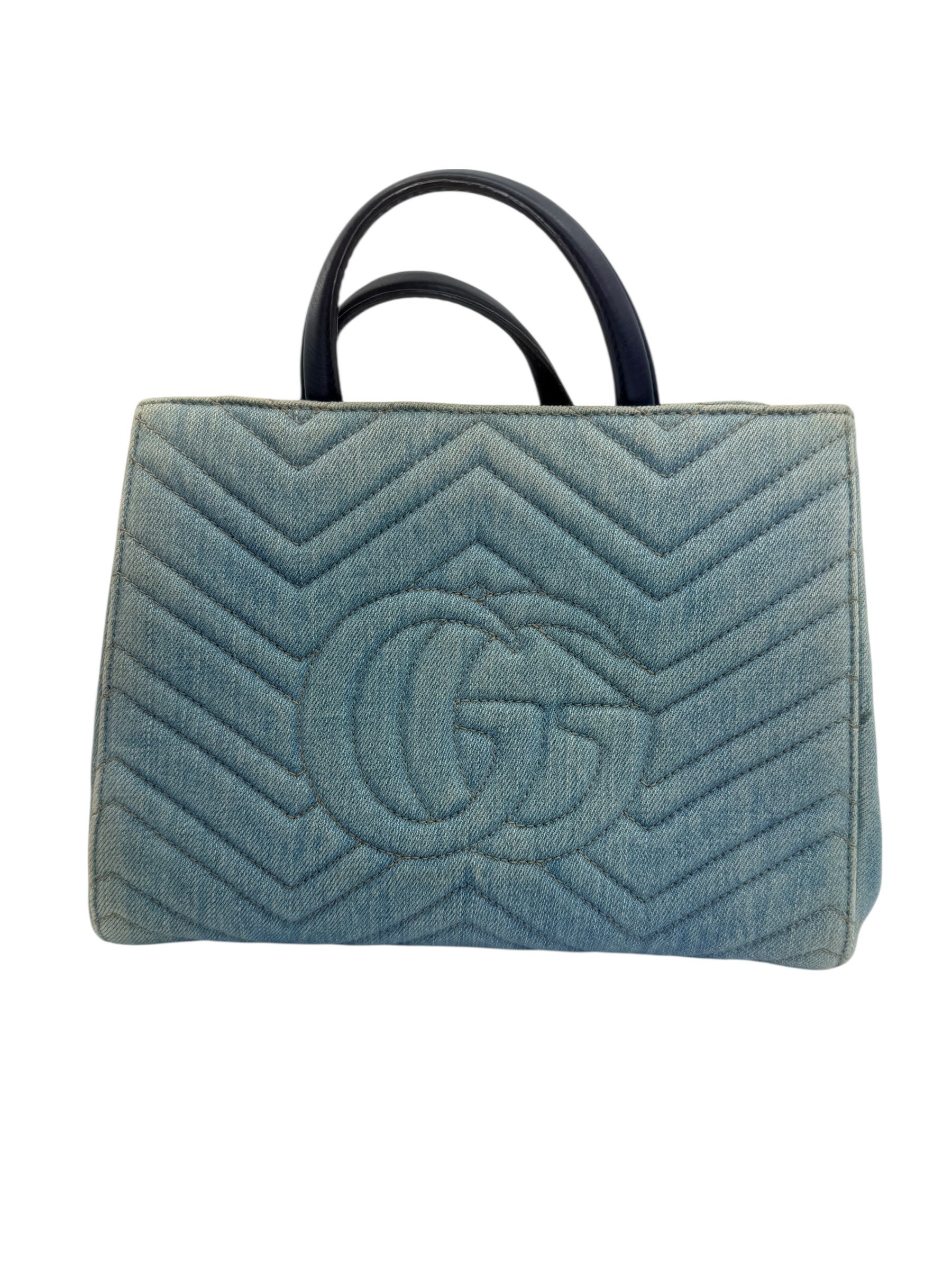 Gucci Marmont Denim Embroidered Tote
