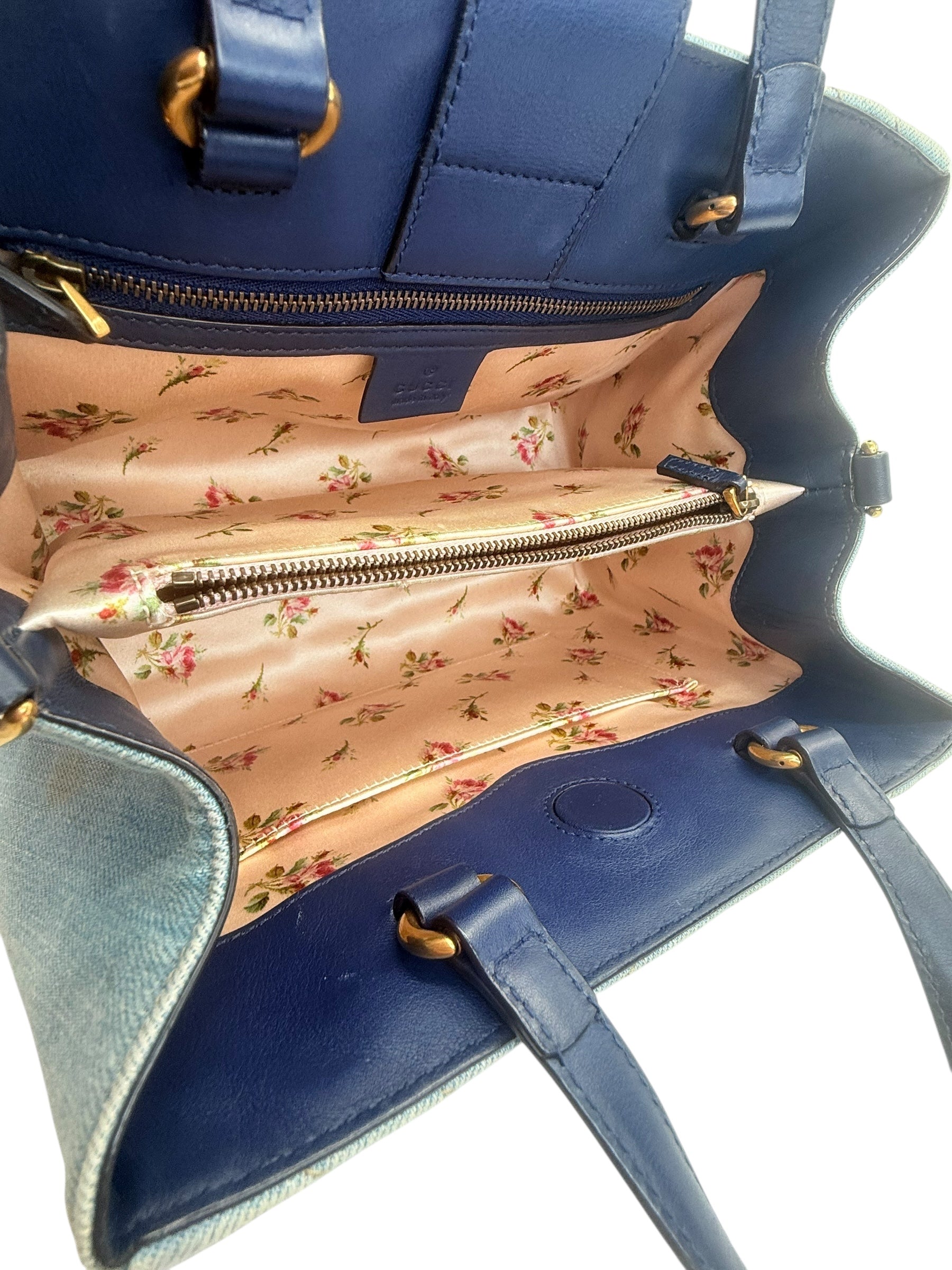 Gucci Marmont Denim Embroidered Tote