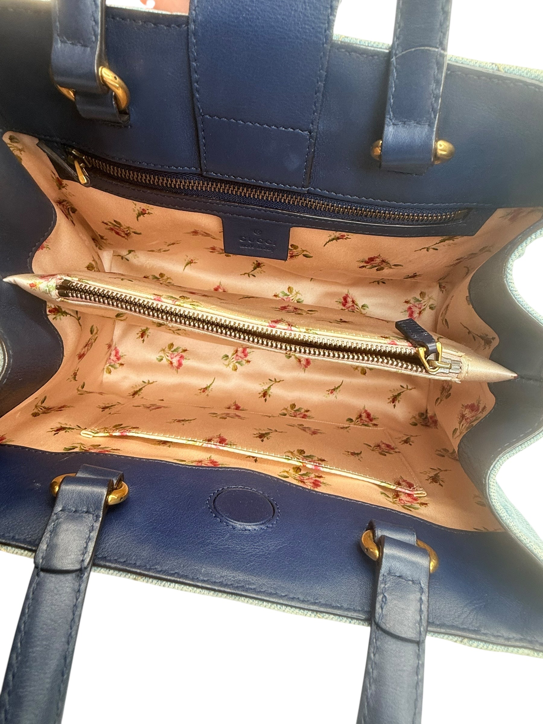 Gucci Marmont Denim Embroidered Tote