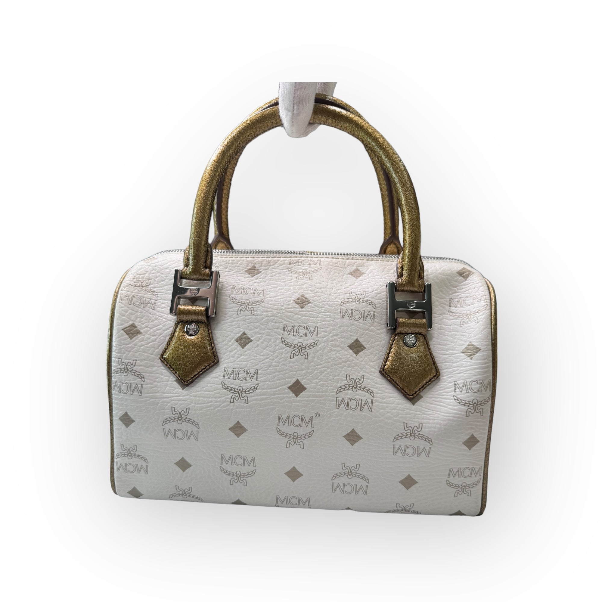 小物 MCM Visetos Princess Lion Leather MCM Visetos Lion Princess Boston Bag Black-US