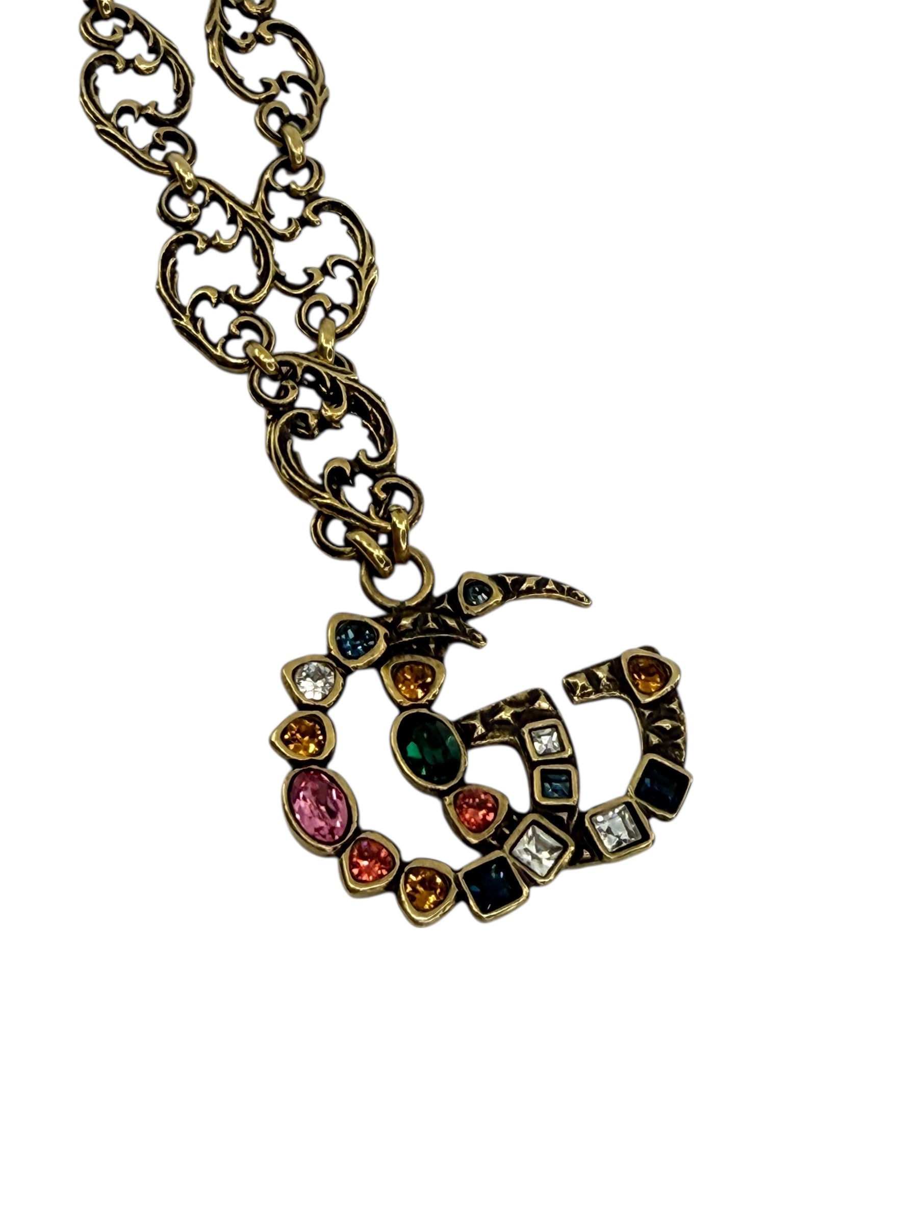 Gucci Crystal Double G Pendant Necklace