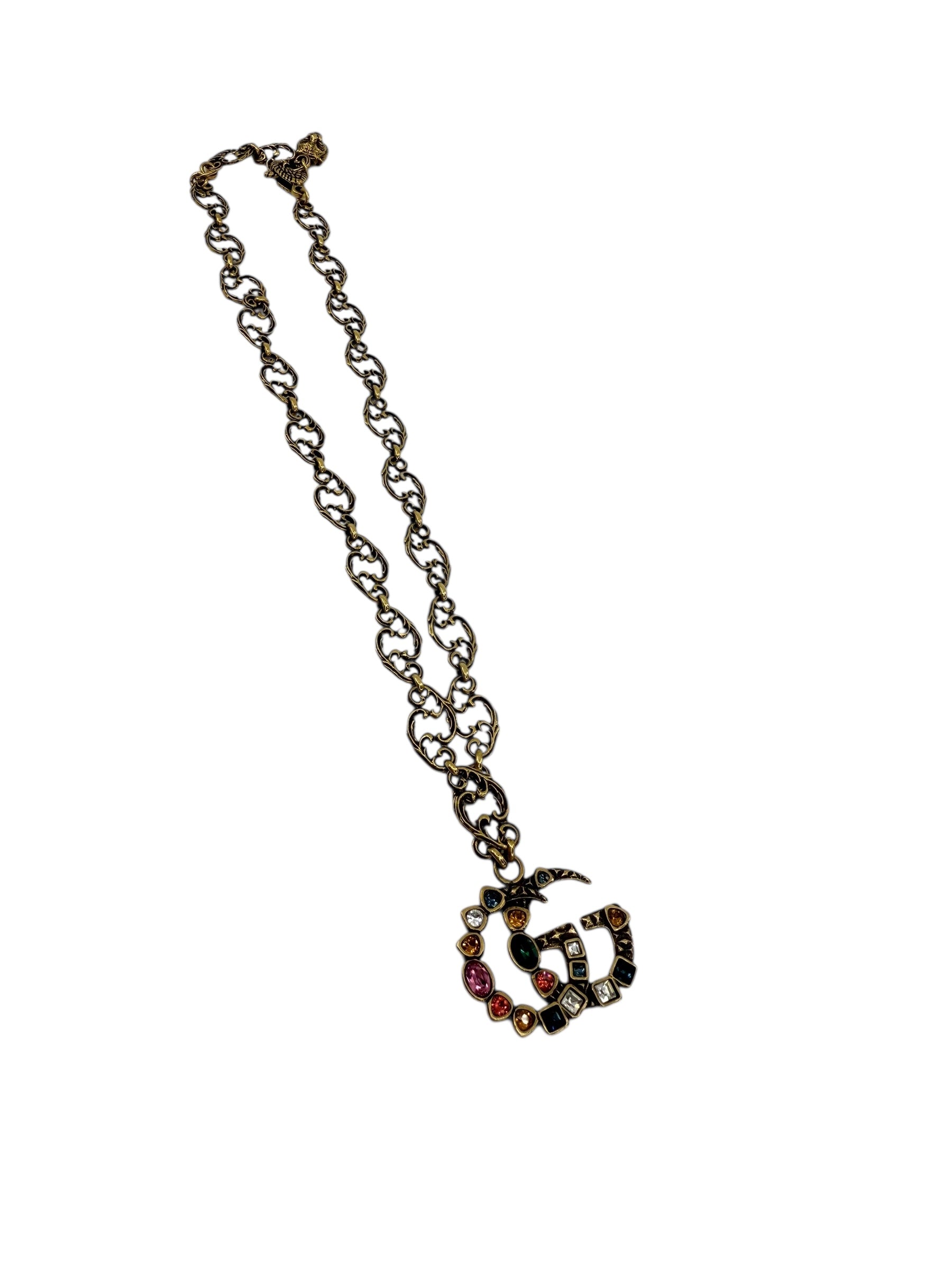 Gucci Crystal Double G Pendant Necklace