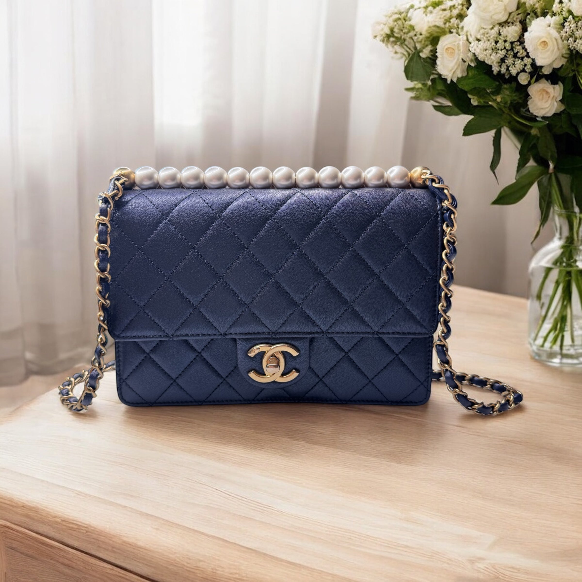 Chanel Iridescent Lambskin Small Chic Pearls Flap Bag | The Little